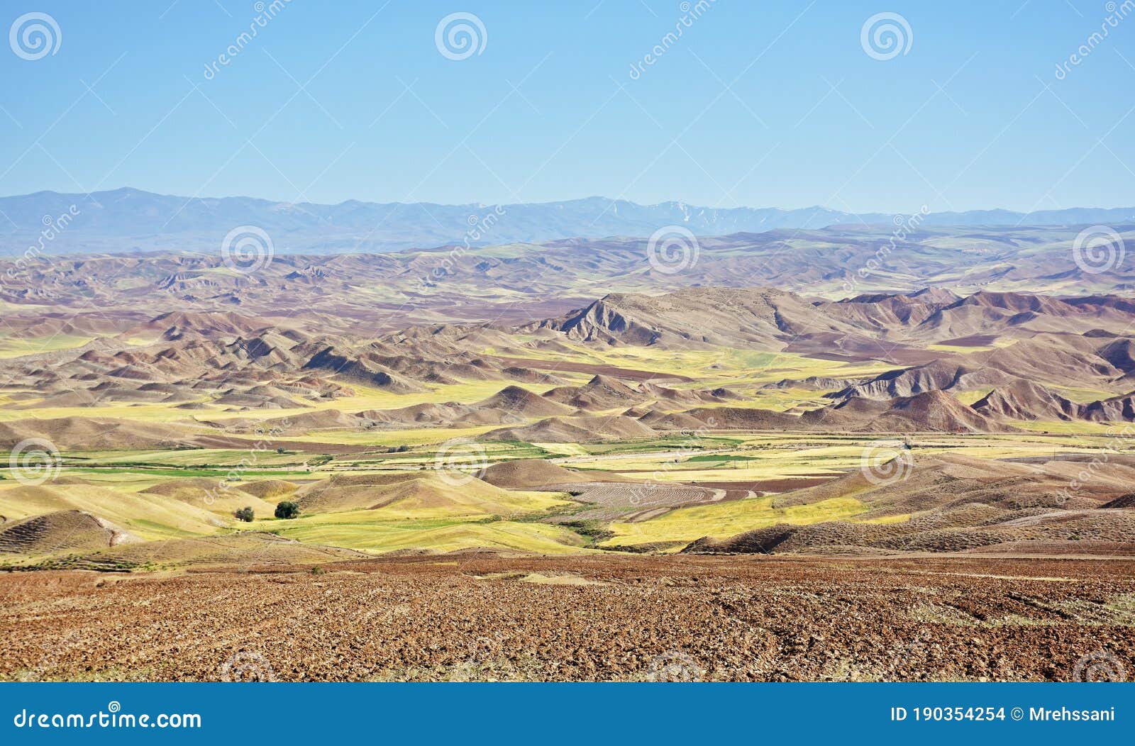 landscape of colorful red mountains and a hills