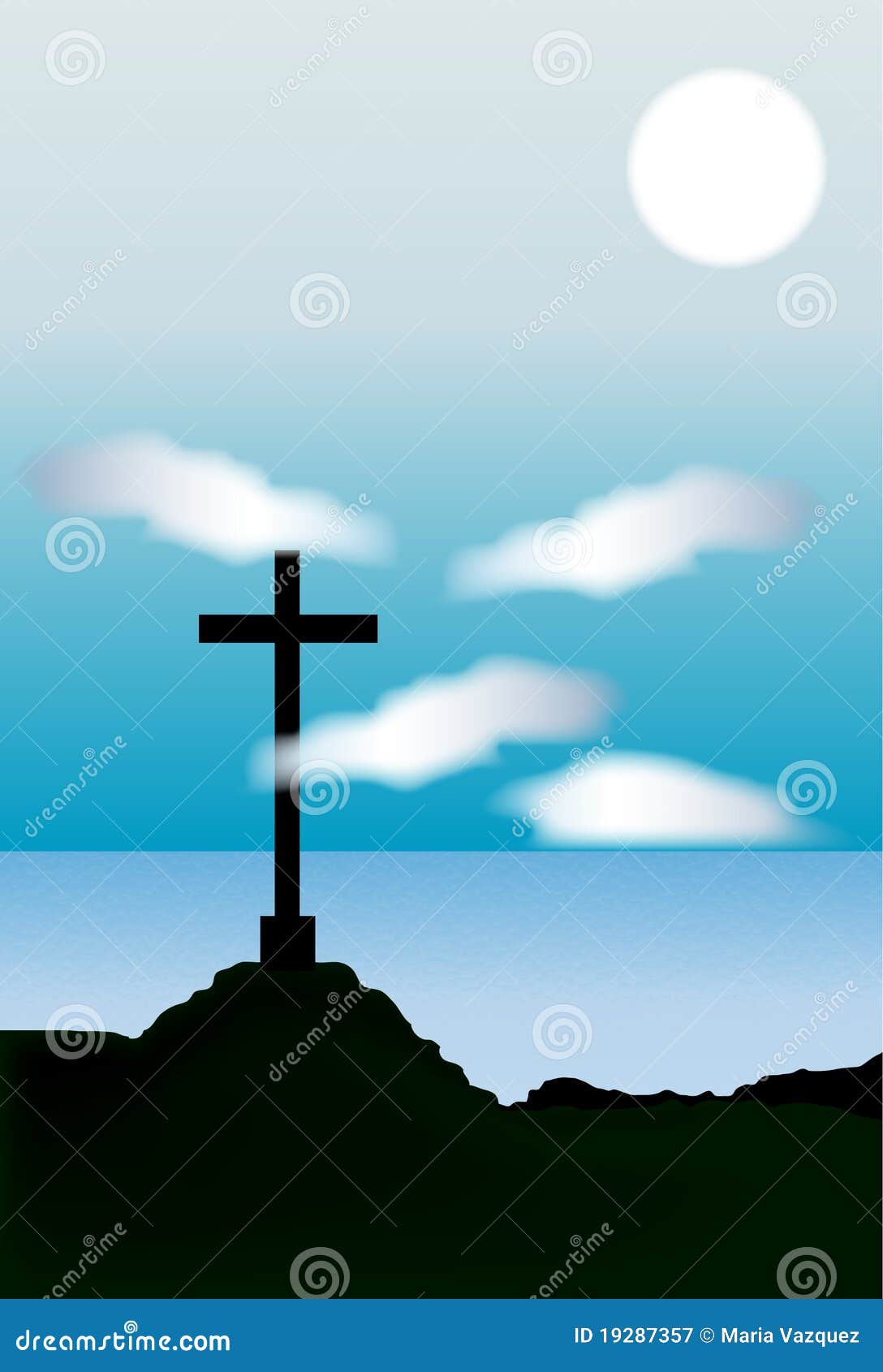 Landscape with a cross stock vector. Illustration of texture 19287357