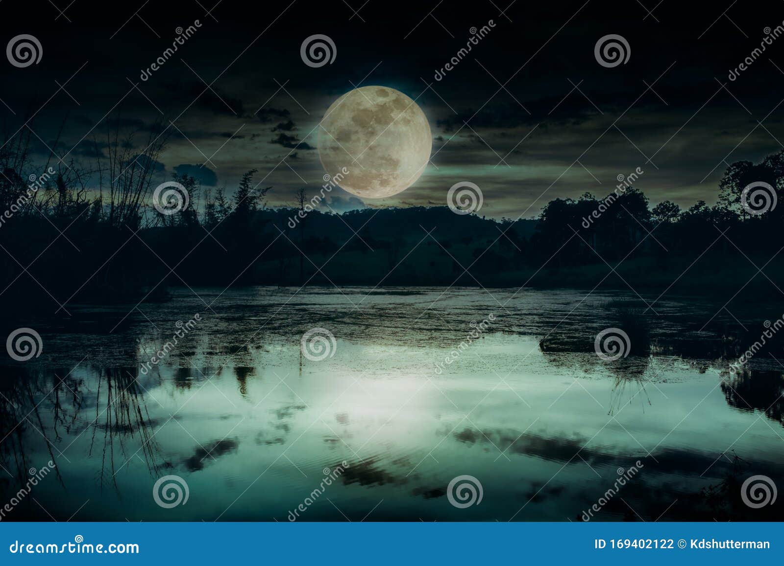 Landscape of Dark Night Sky and Beautiful Bright Full Moon Stock ...