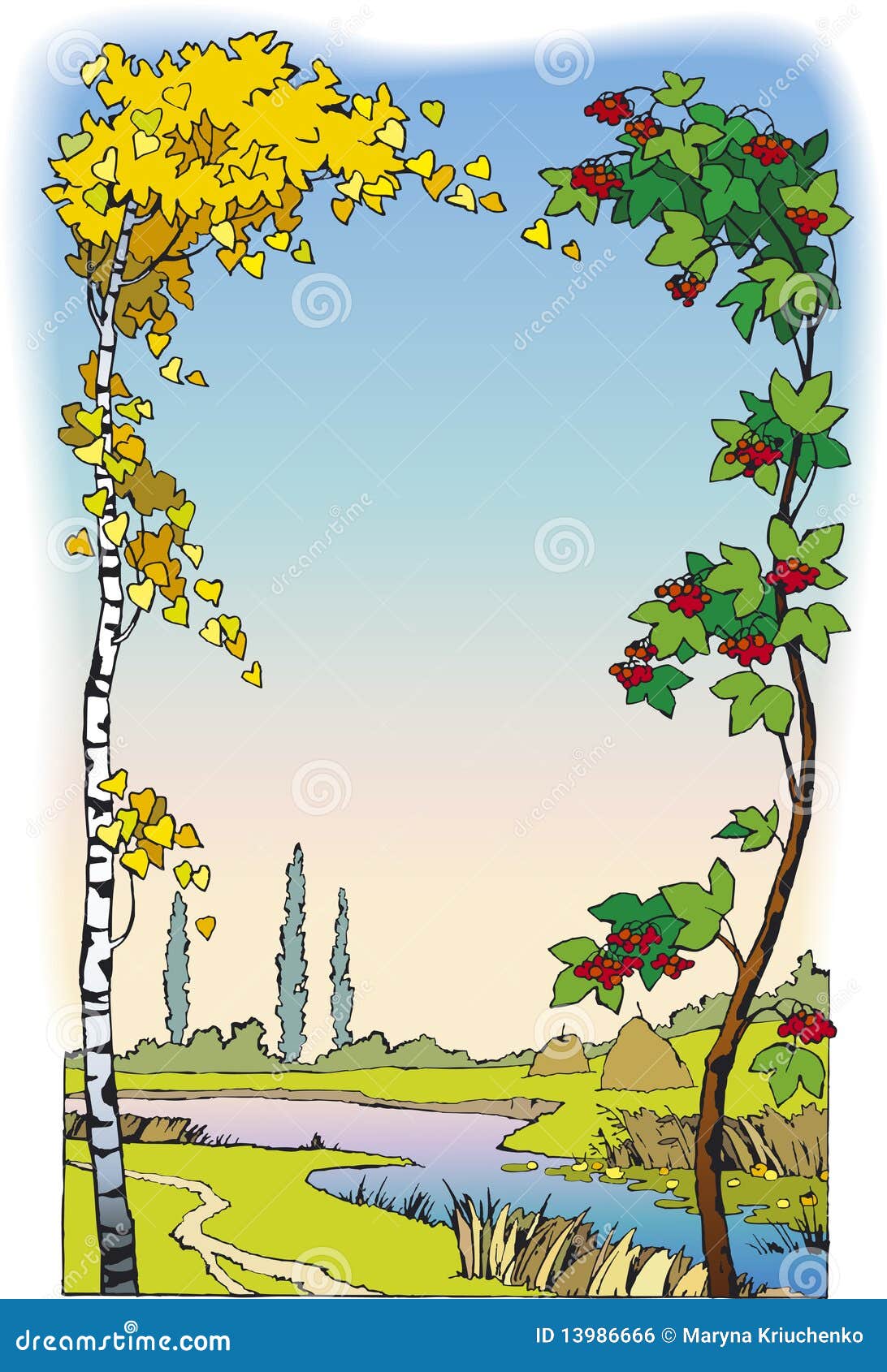 Landscape Frame stock vector. Illustration of burn, august - 13986666