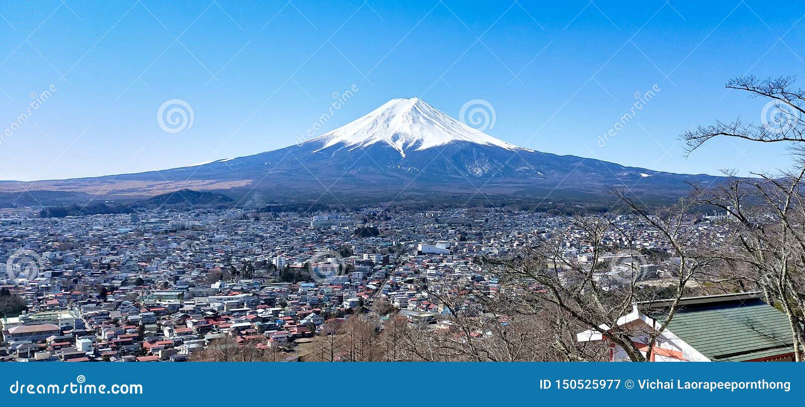 Landscape of Fuji Mountain at Fujiyoshida. Fuji is famous natural landmark. Destination Scenics of japan.