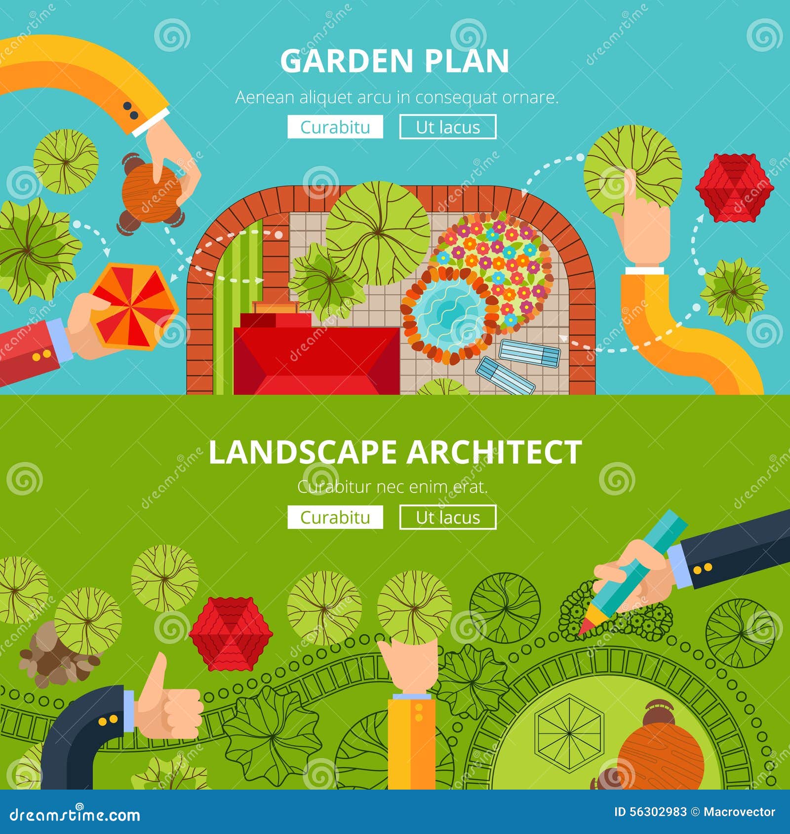 Landscape Garden Design Concept Poster Stock Vector Image: 56302983 Landscape Garden Design Concept Poster Stock Vector Image: 56302983