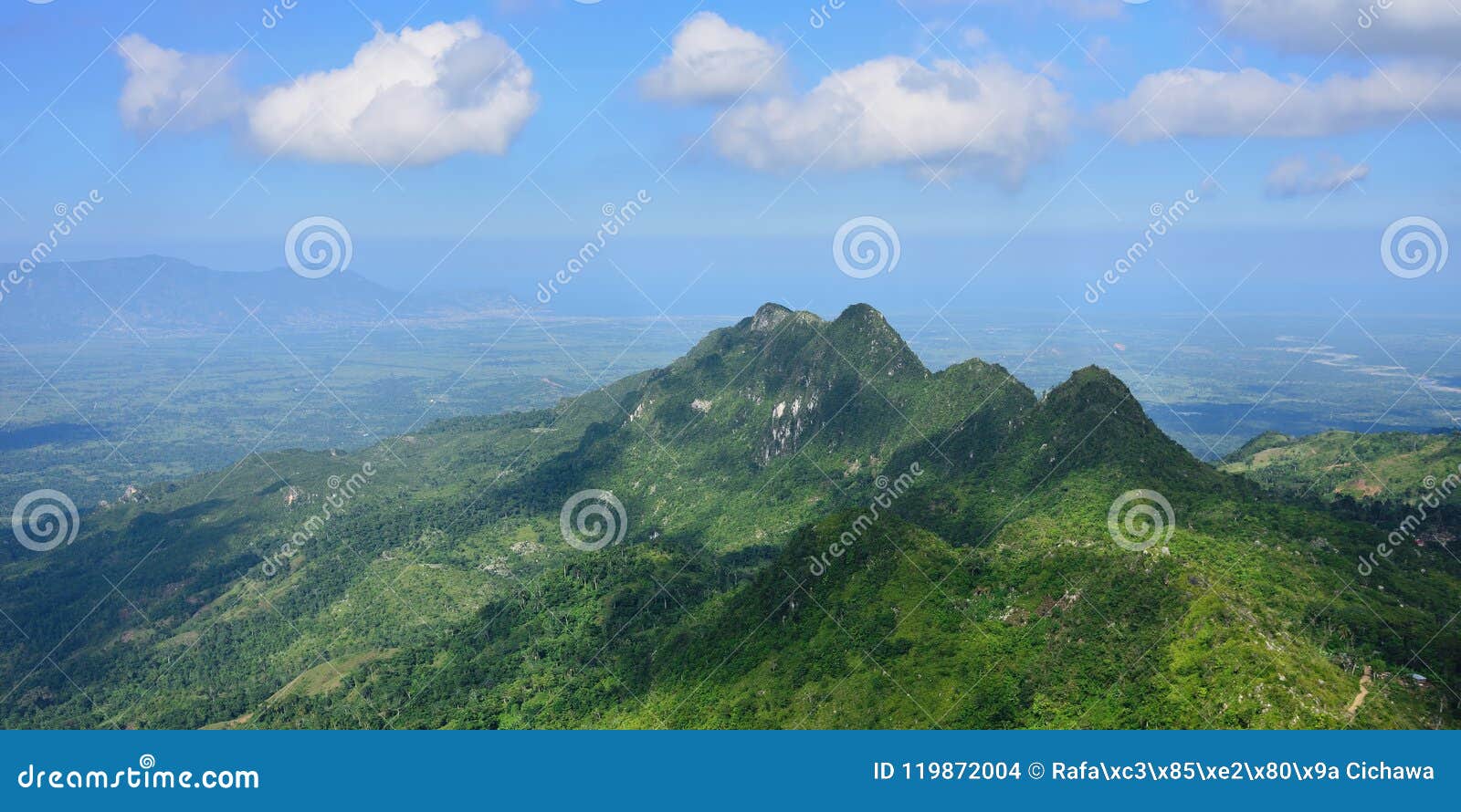 landscape on the green mountain range over haiti