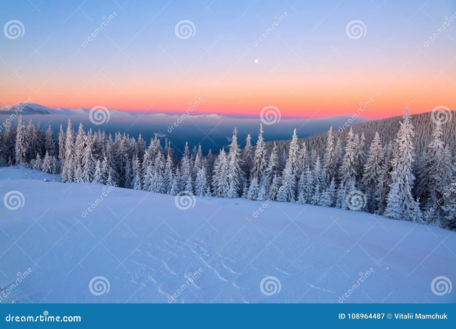 Landscape with High Mountains Covered with Snow. Interesting Frozen ...