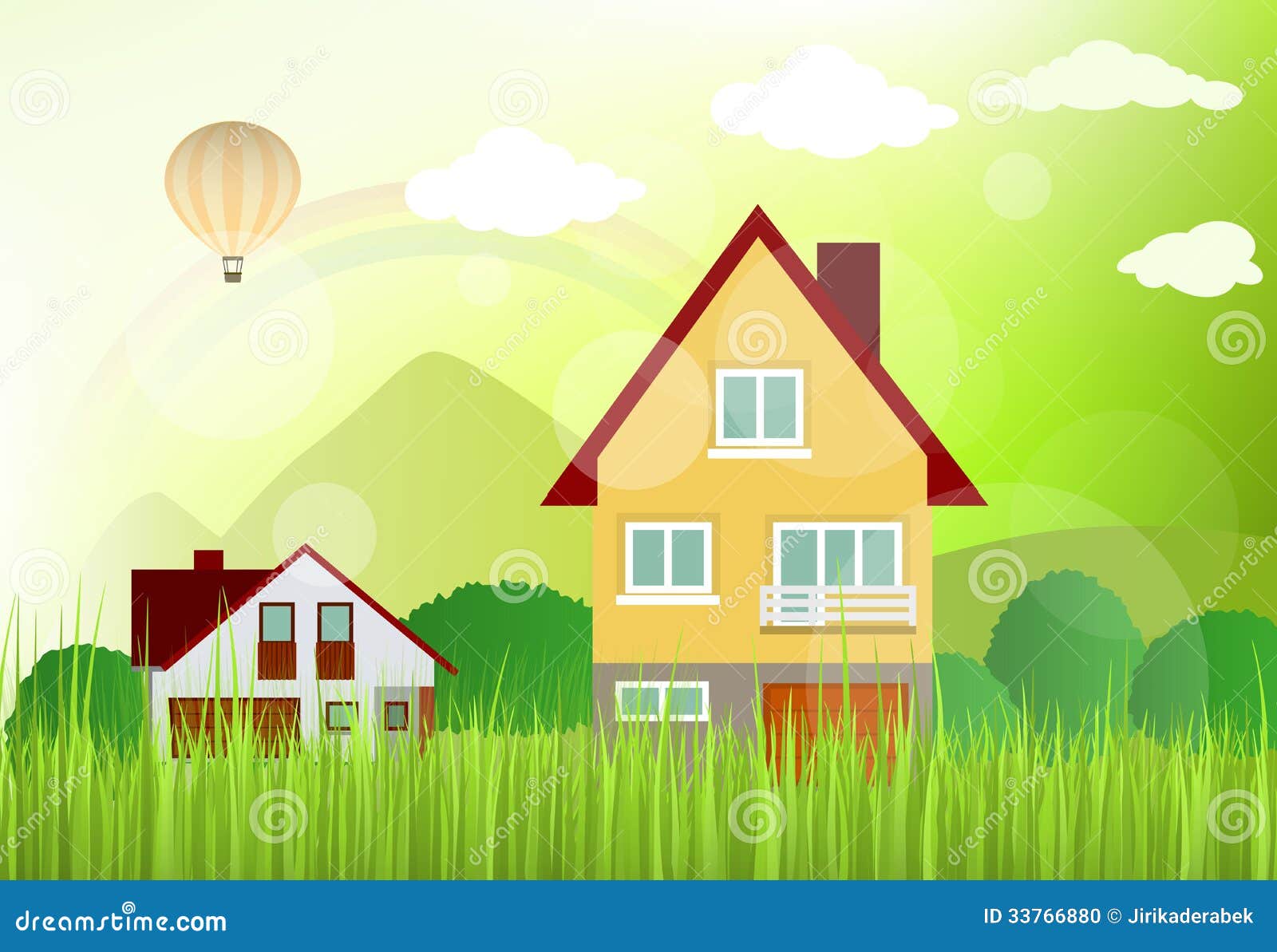 Landscape with houses stock vector. Illustration of fresh - 33766880