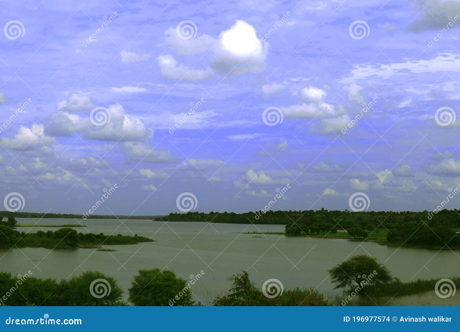 Landscape Image with Blue Sky and Green Nature Stock Photo - Image of ...