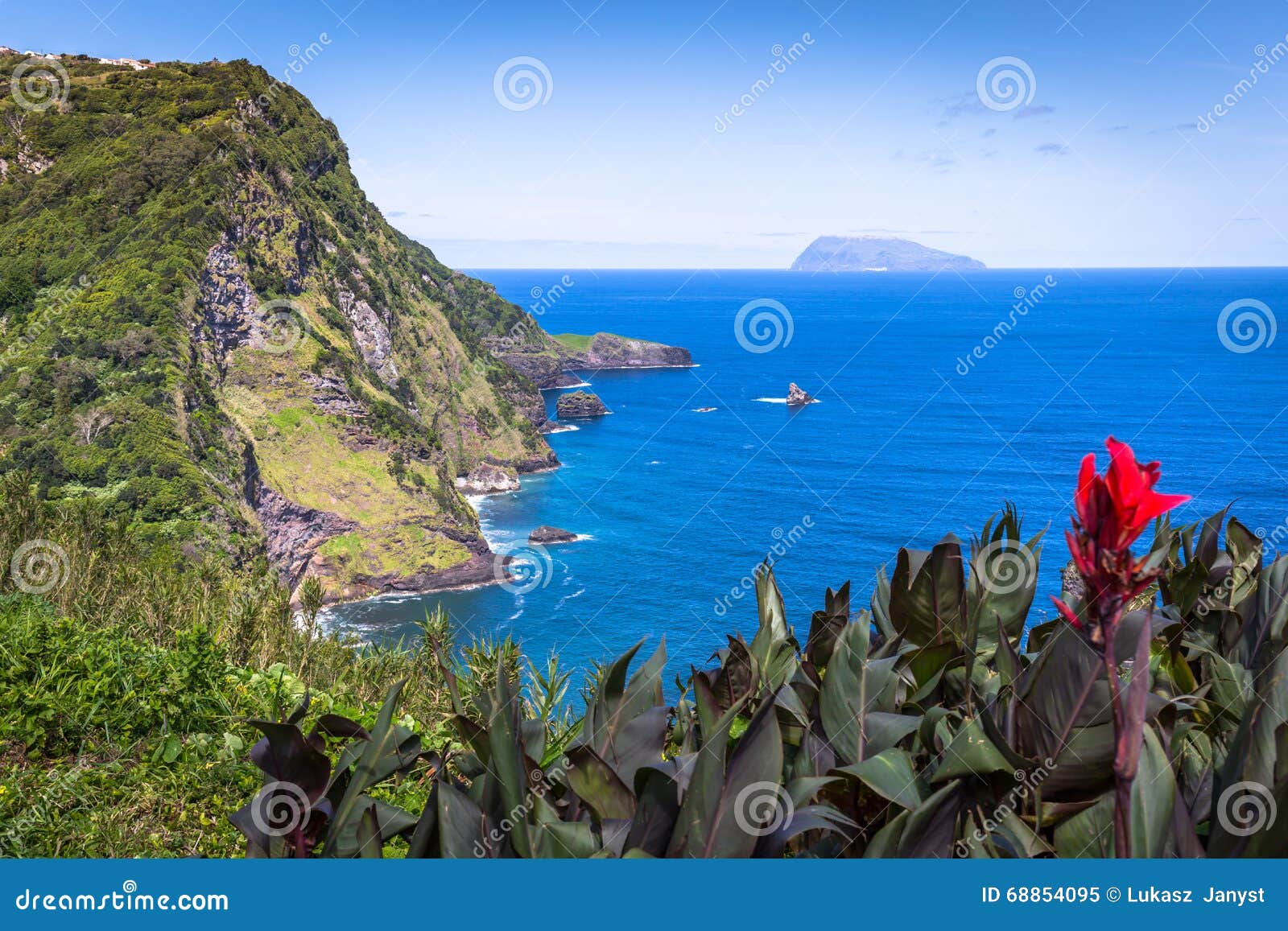 landscape of the island of flores. azores, portugal