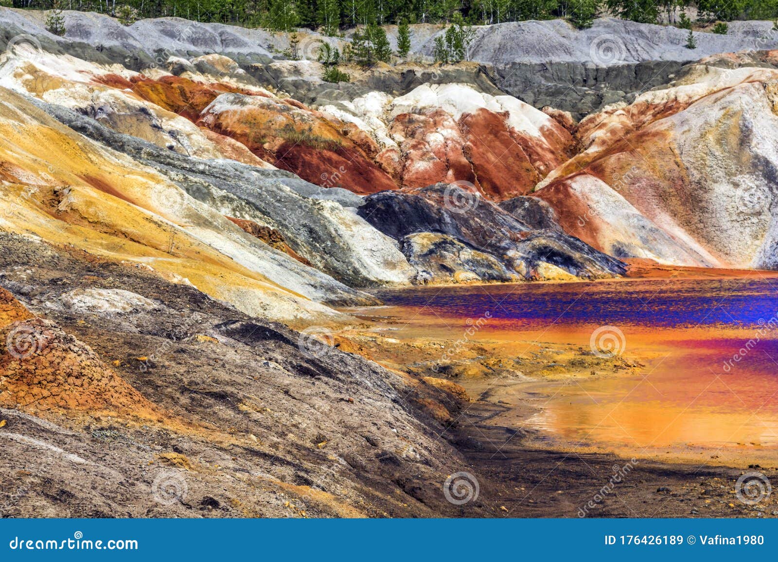 Landscape Like a Planet Mars Surface. Ural Refractory Clay Quarries. Nature of Ural Mountains, Russia. Solidified Red-brown Stock Image - Image of mineral, deposit: 176426189