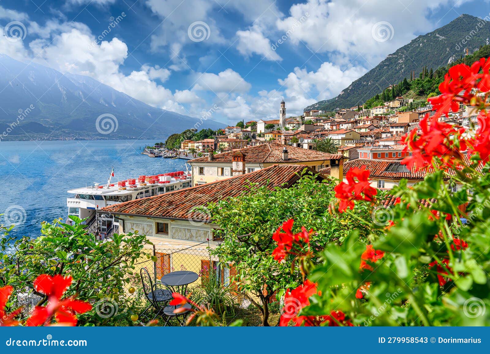 landscape with limone sul garda town, garda lake