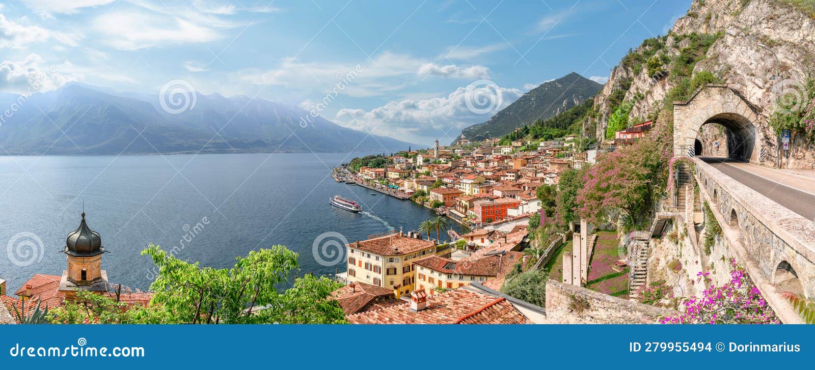 landscape with limone sul garda town, garda lake