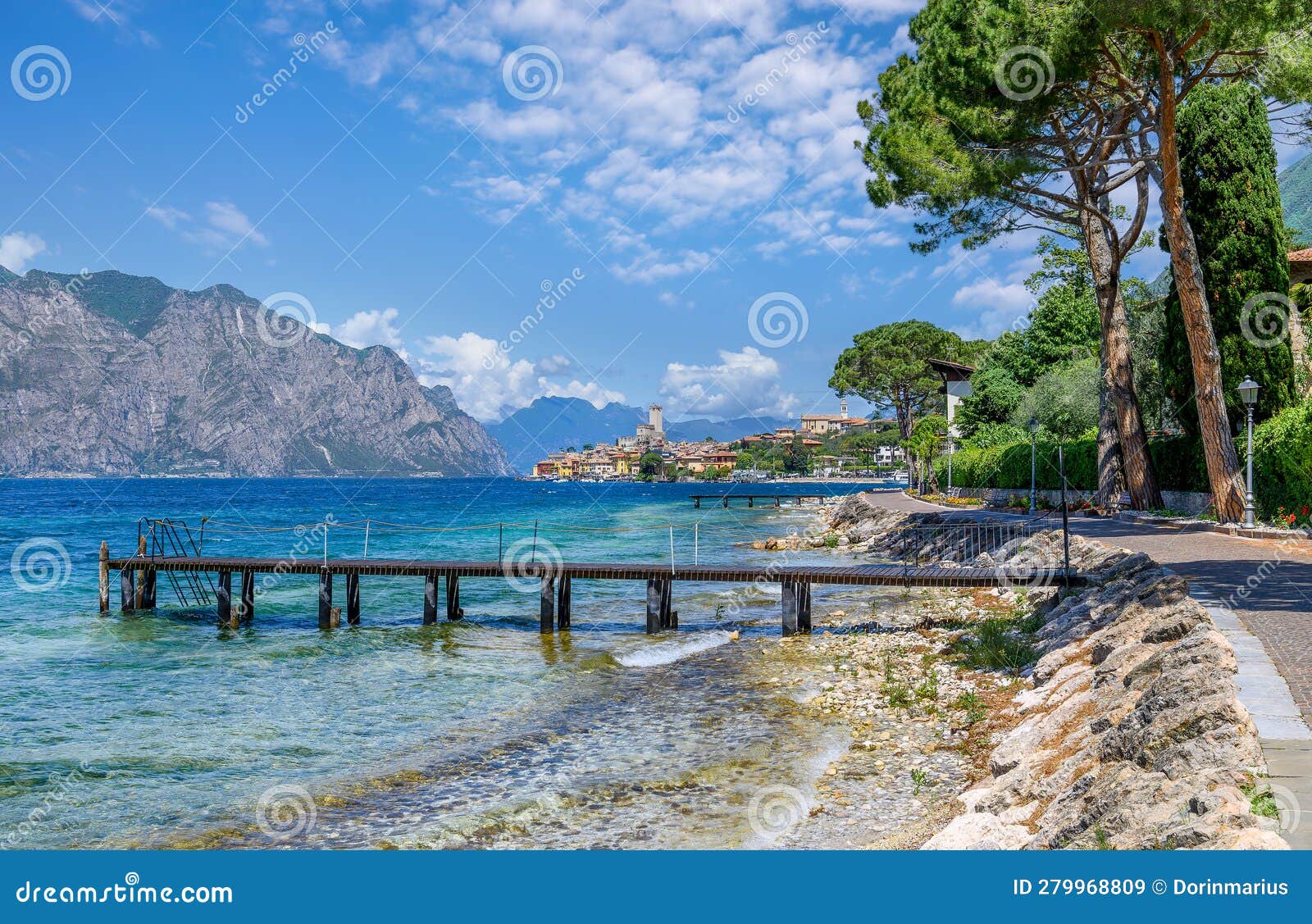 landscape with limone sul garda town, garda lake,