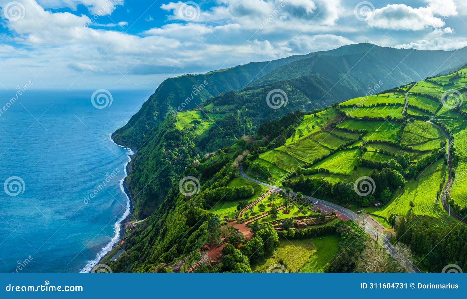 landscape with miradouro da ponta do sossego nordeste, sao miguel island, azores, portugal