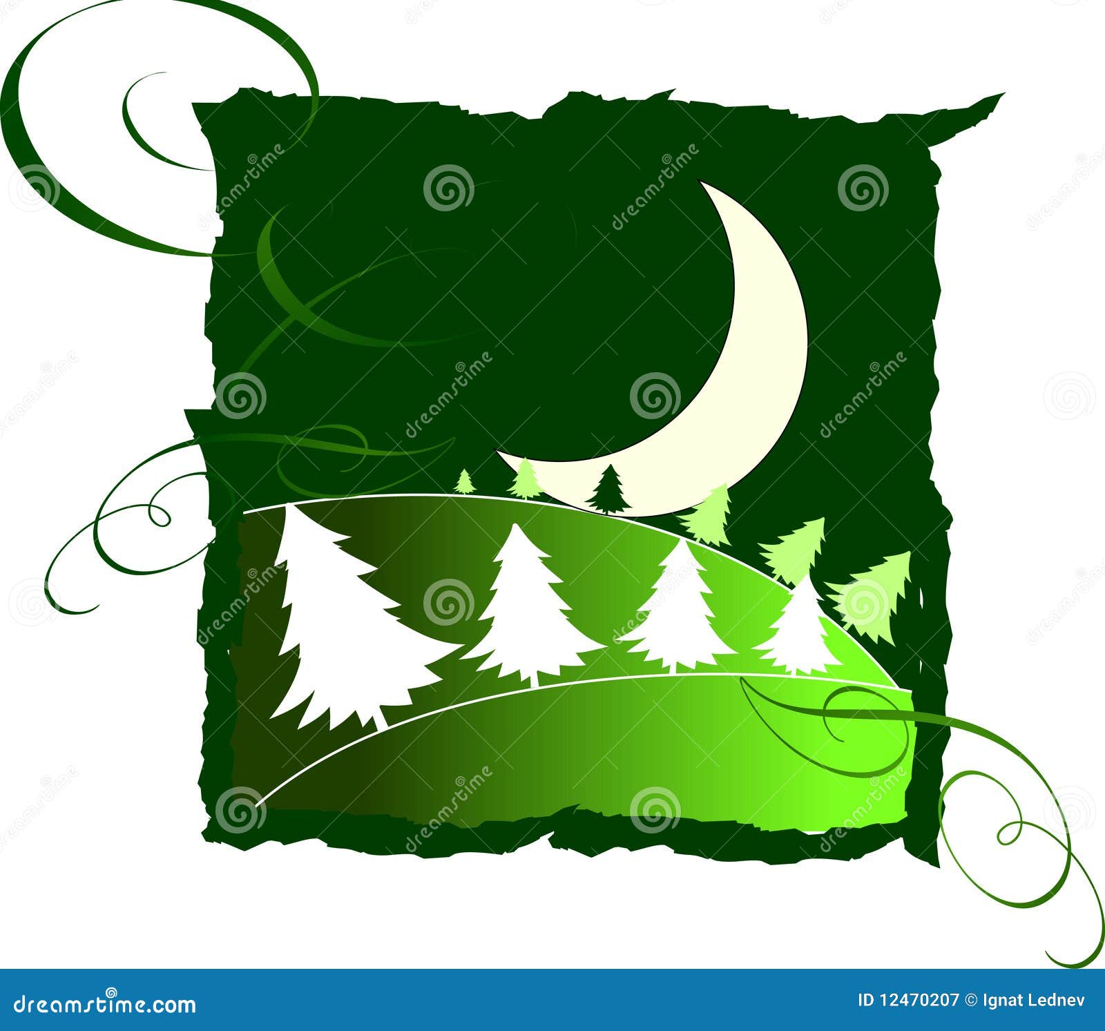 Landscape with moon stock vector. Illustration of moon - 12470207