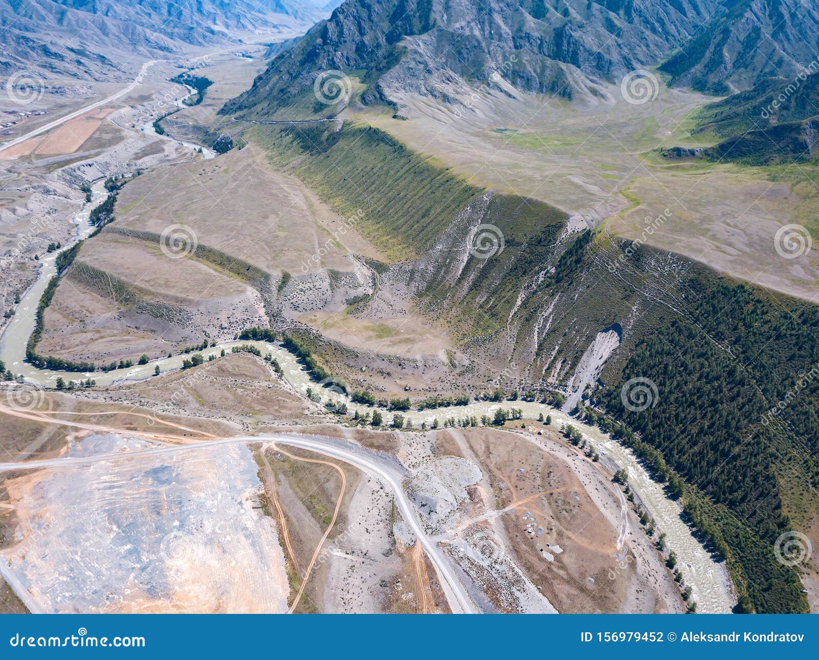 Landscape Of The Mountain Chain Of The Altai Covered With Green Trees