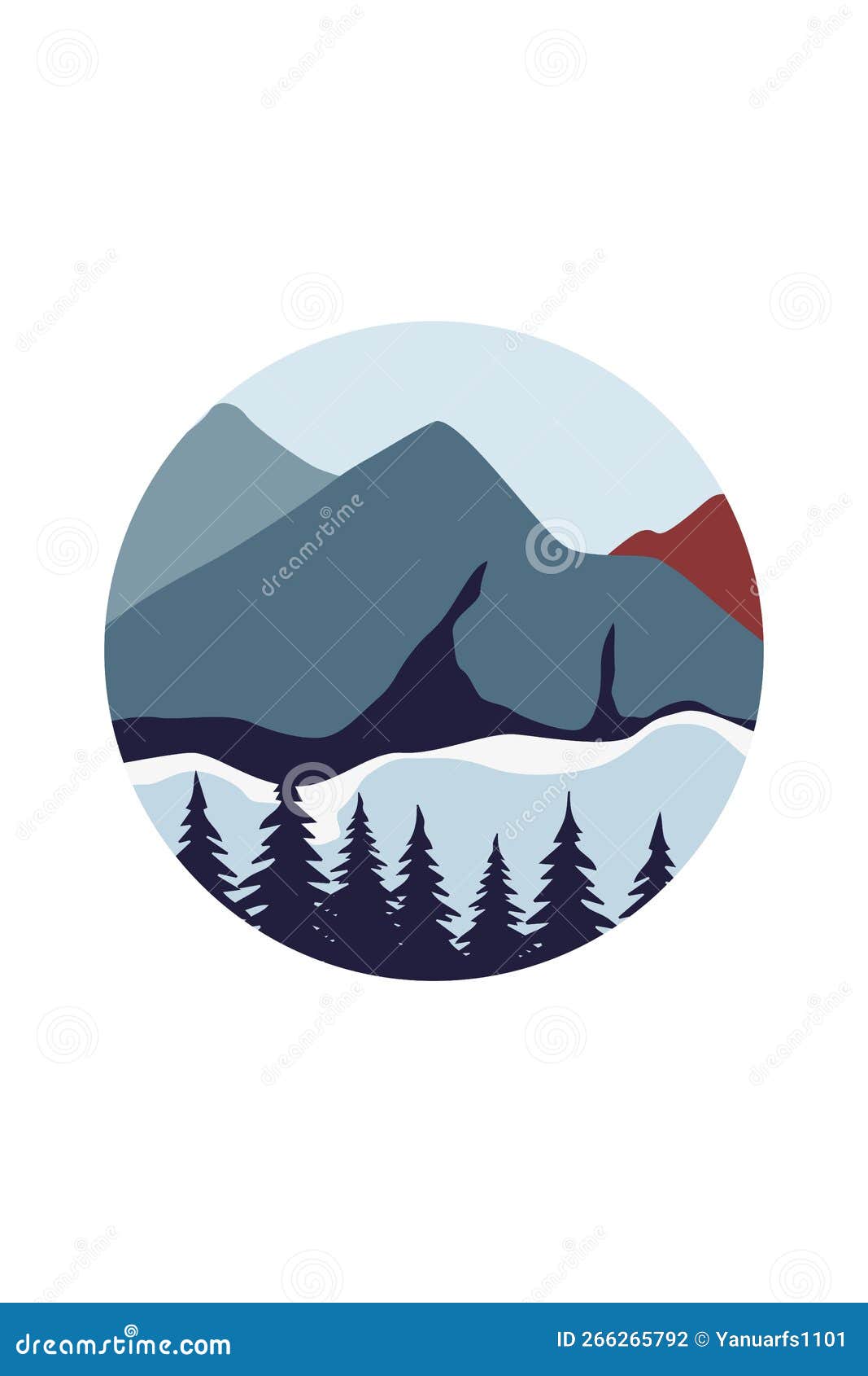 Landscape Mountain Wall Art Decoration Stock Illustration