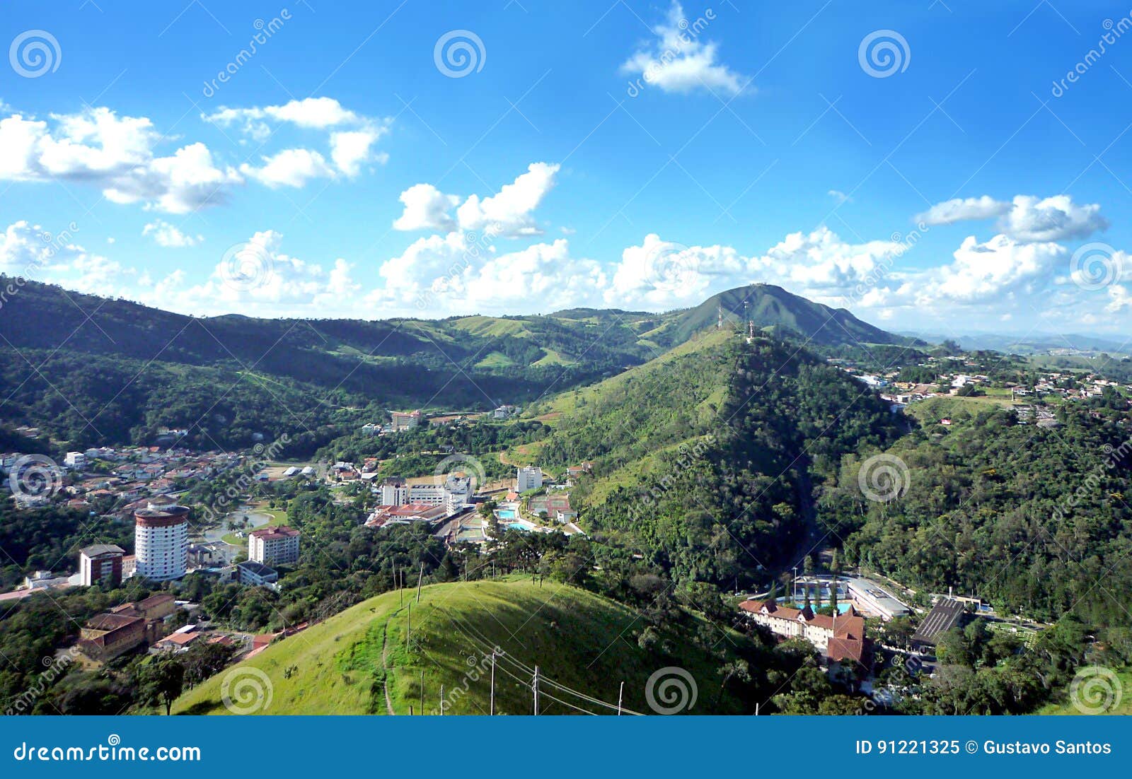 ÃÂguas de lindÃÂ³ia/sp - brazil: landscape with mountains against a blue sky with clouds