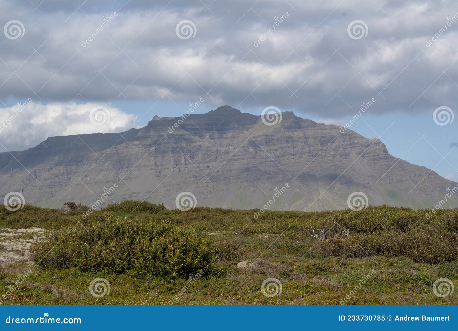 landscape of mountains near eldborg crater near borgarnes south iceland