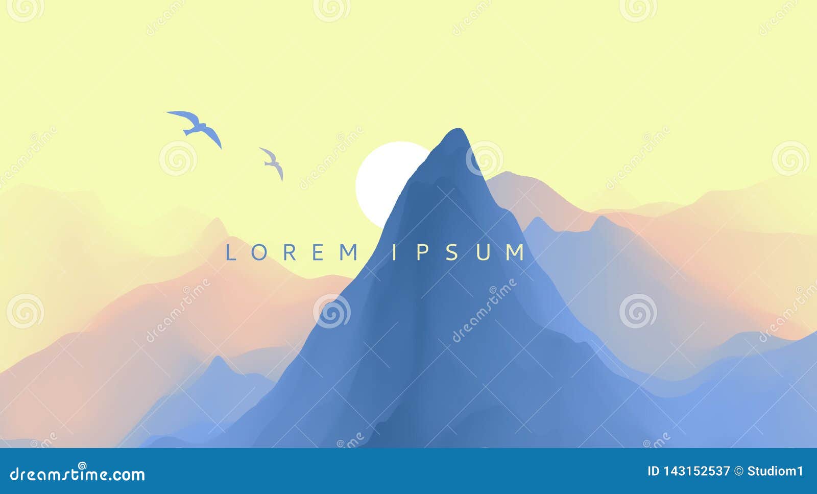 landscape with mountains and sun. sunrise. mountainous terrain. abstract background.  