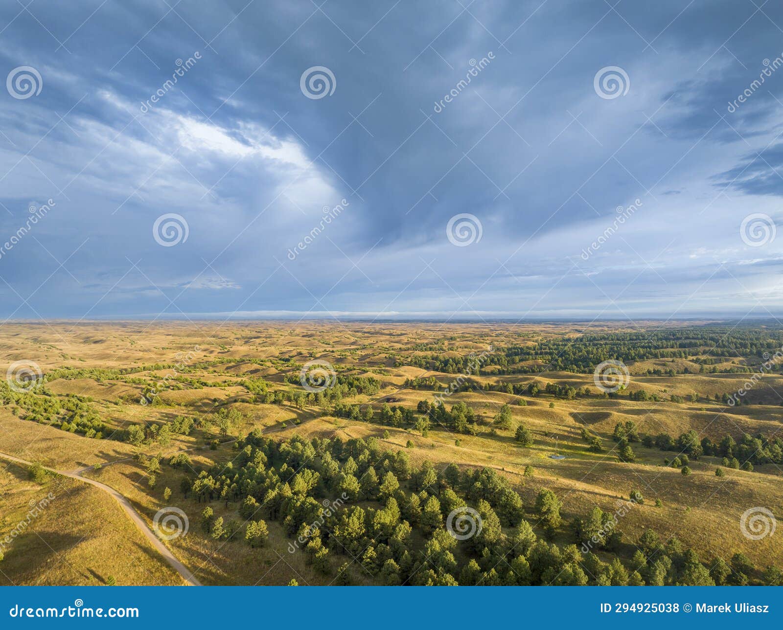 Landscape of Nebraska Sandhills at Nebraska National Forest, Aerial 