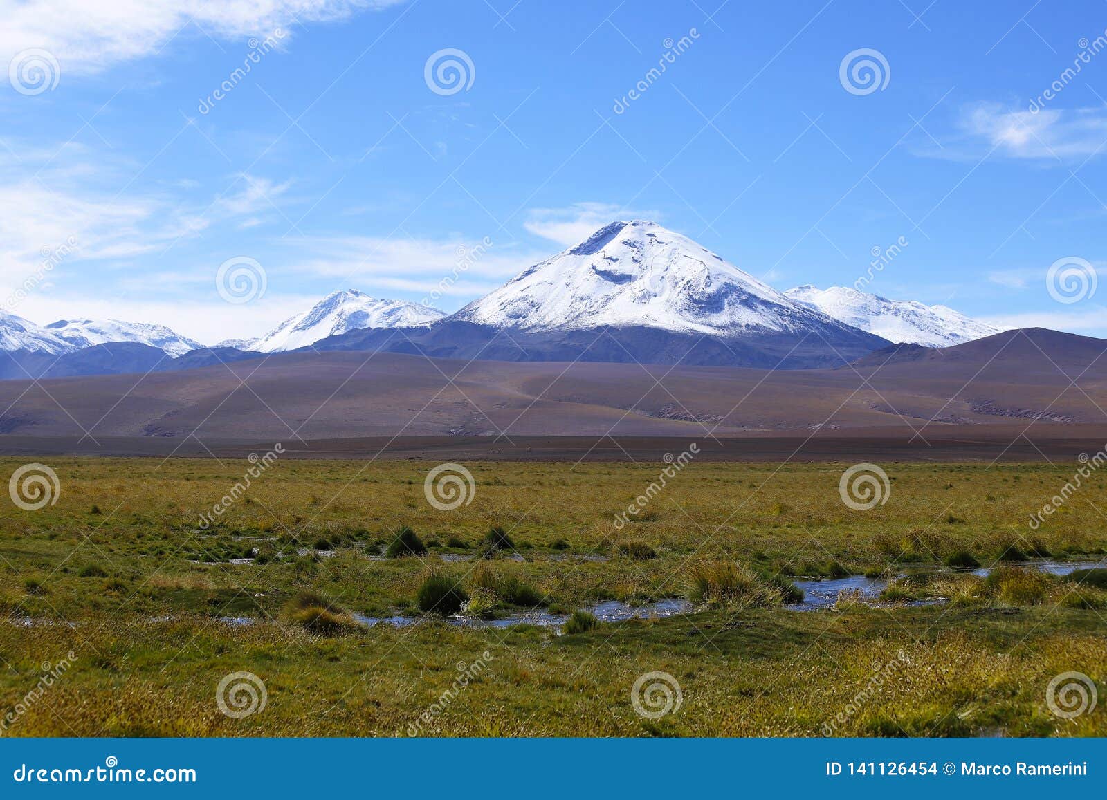 The Landscape of Northern Chile with the Andes Mountains and Volcanoes ...