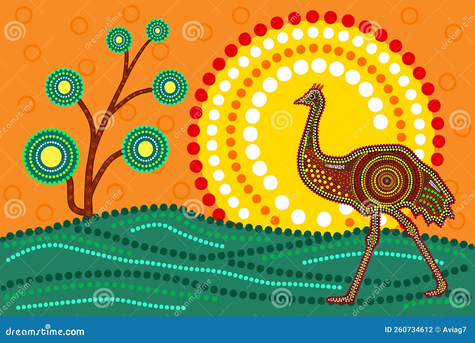 Ostrich Aboriginal Art Style Tatoo Vector Monochrome Illustration ostrich-aboriginal-art-style-tatoo-vector-monochrome-illustration