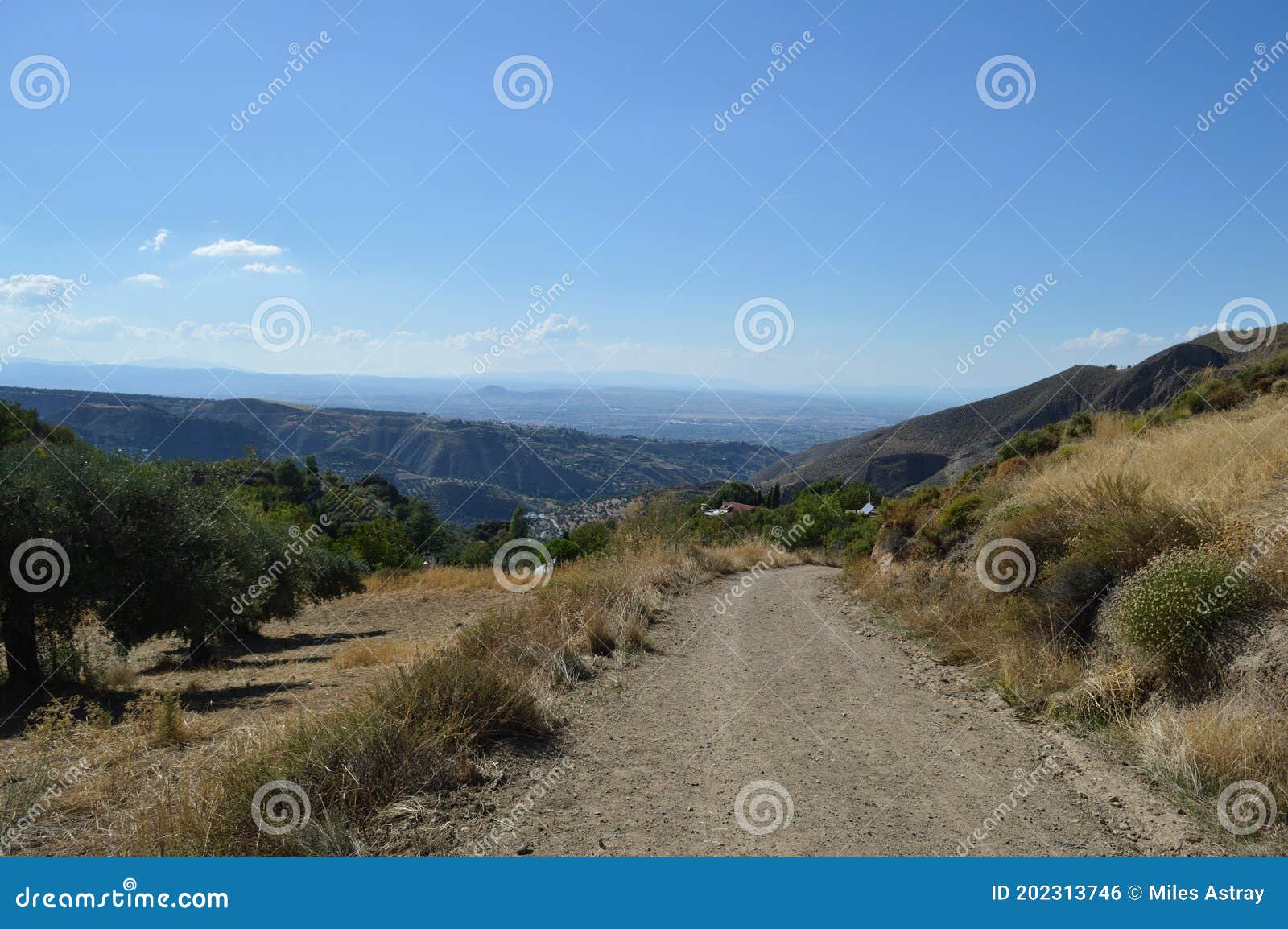 landscape panorama along circular del rÃÂ­o monachil hike near granada, spain