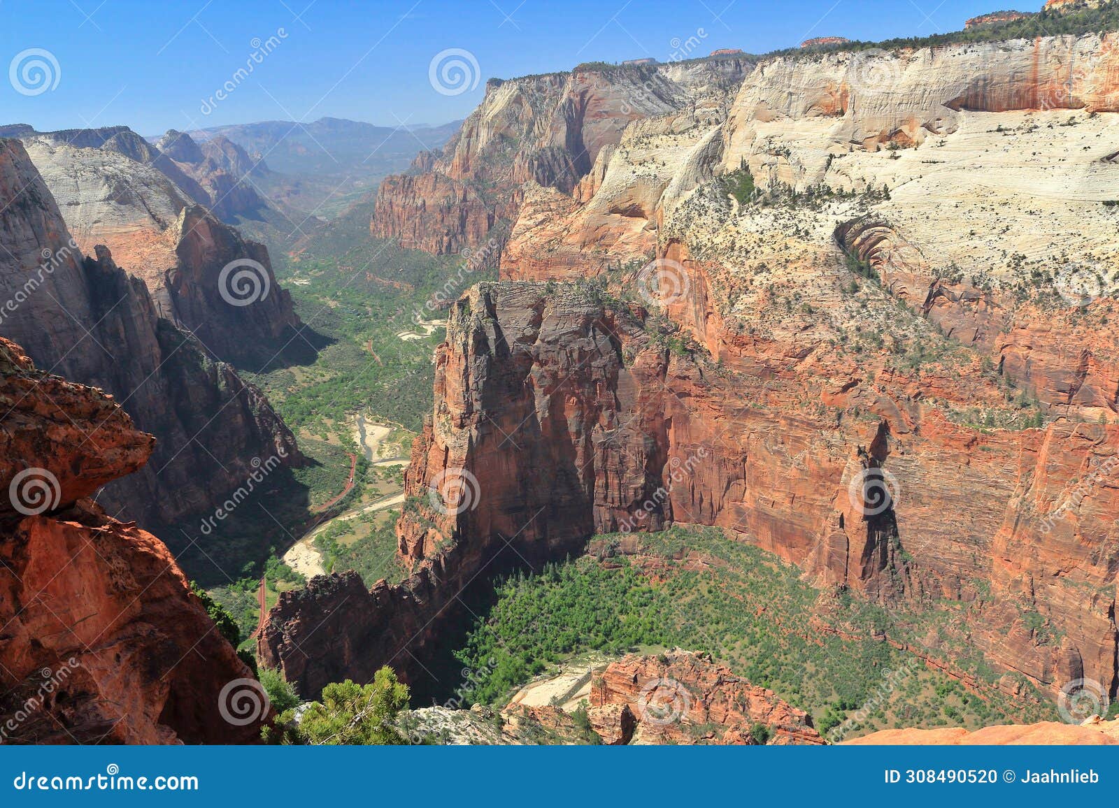 zion national park with virgin river canyon and angels landing from observation point, utah