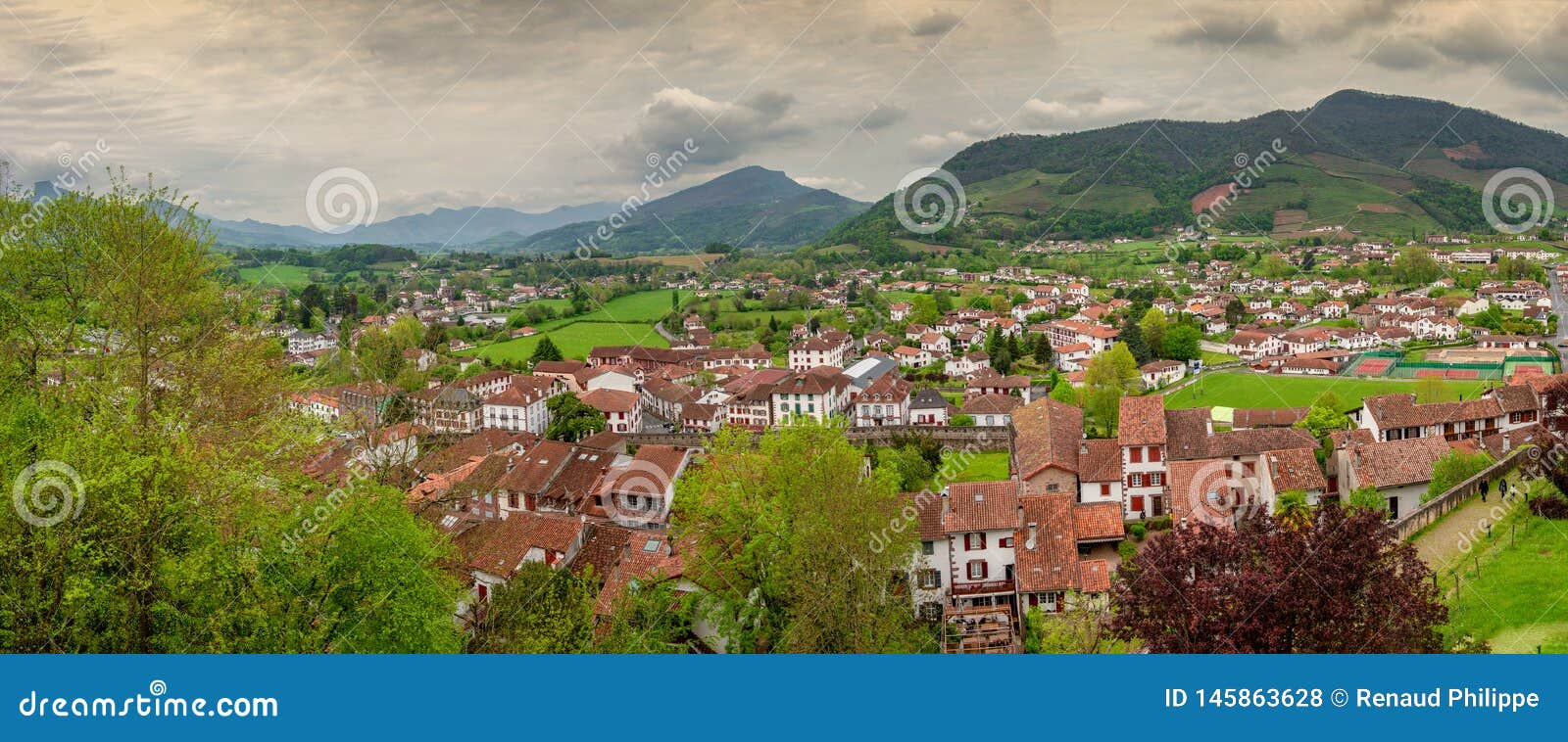 landscape of pays basque, saint jean pied de port in the south of france