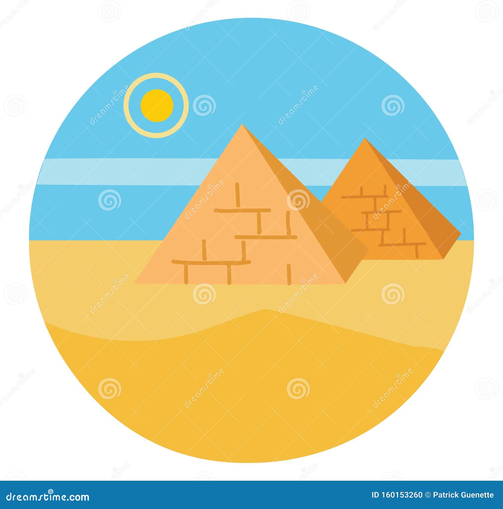 The Landscape of Pyramids and the Rising Sun Vector or Color ...