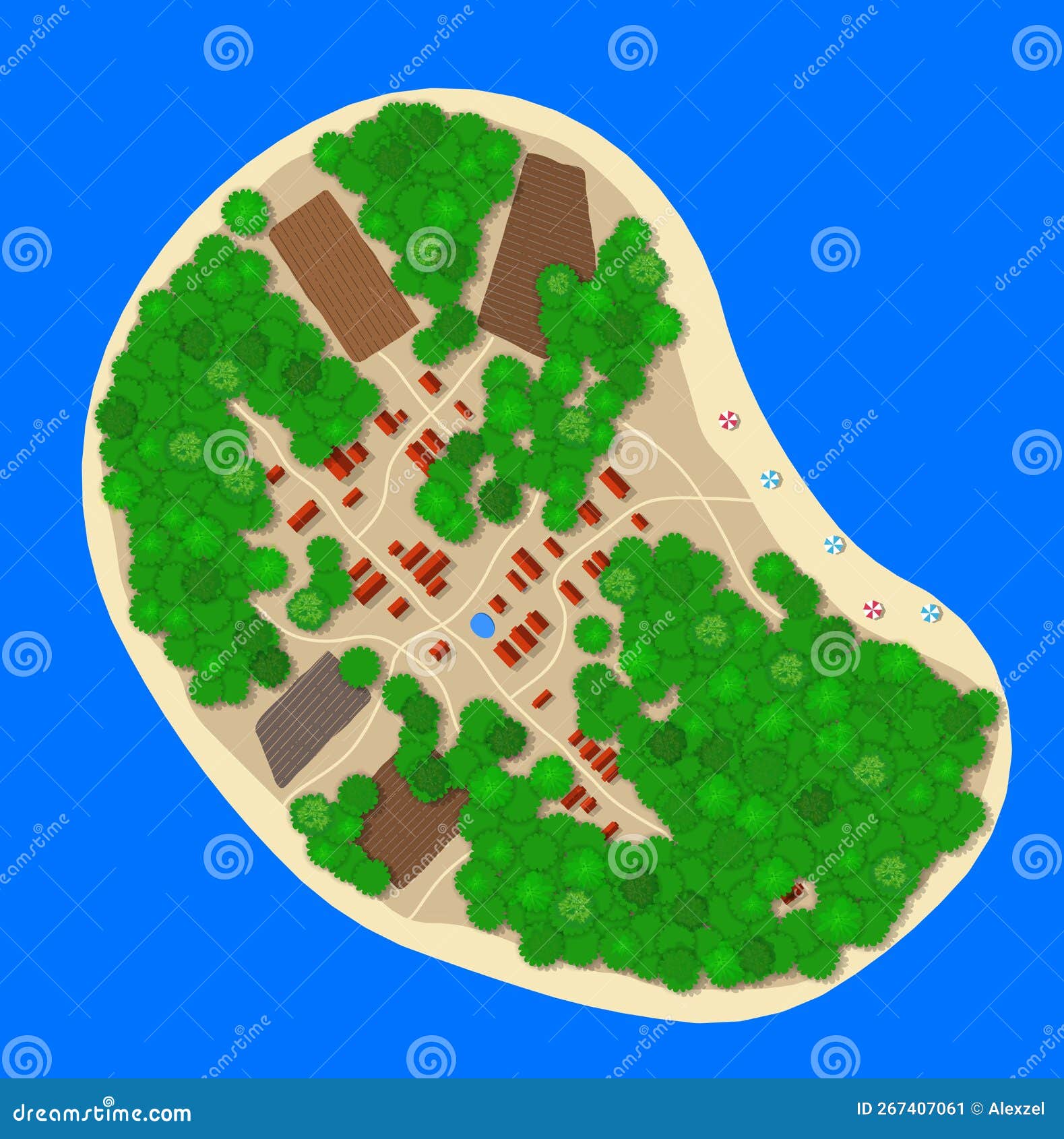 The Landscape for Recreation Top View of the Island Stock Vector
