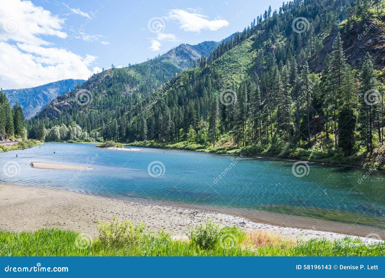Landscape of River in Forested Mountains Stock Image Image of