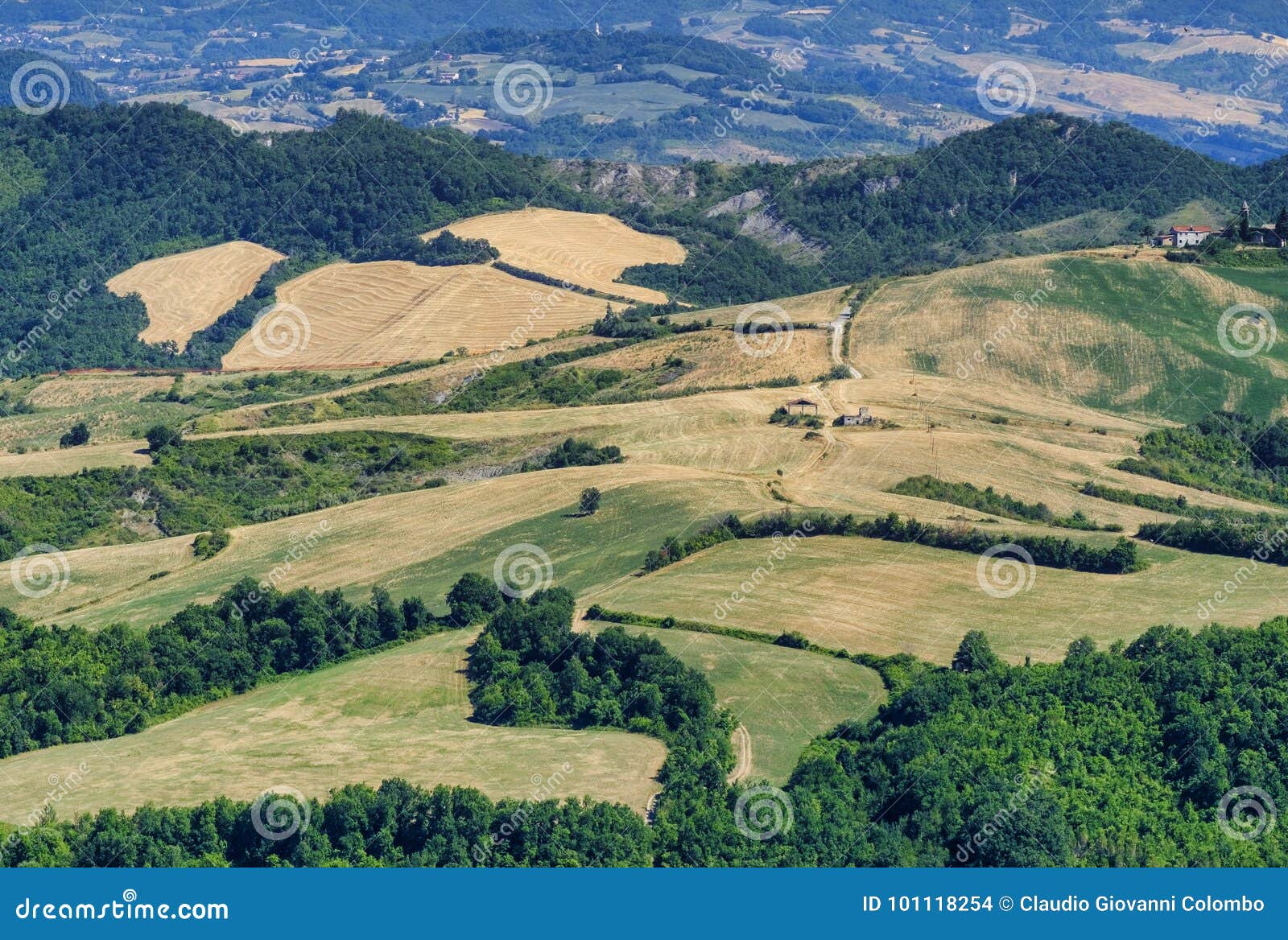 landscape in romagna at summer from sogliano al rubicone