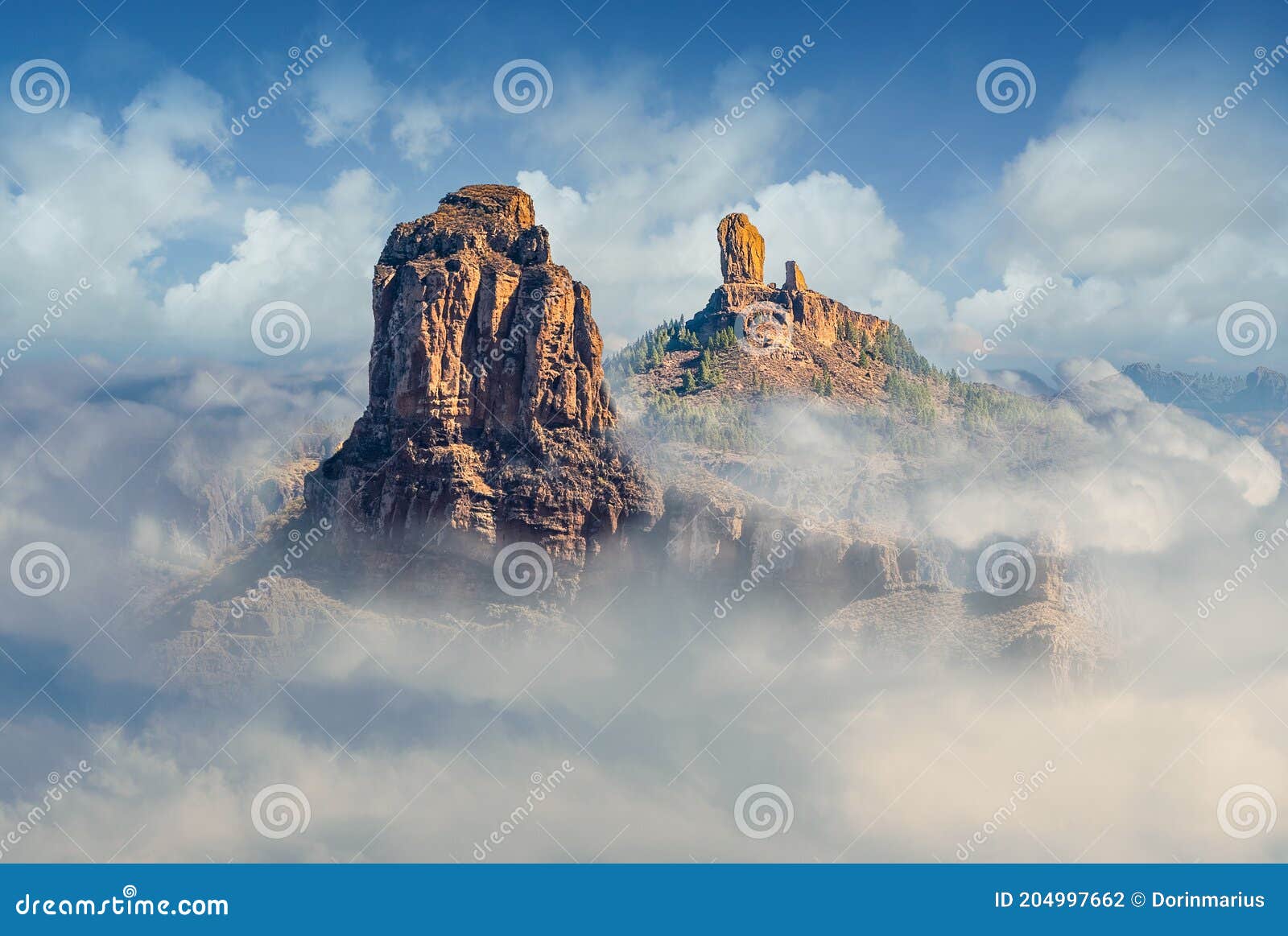 landscape with roque bentayga and roque nublo