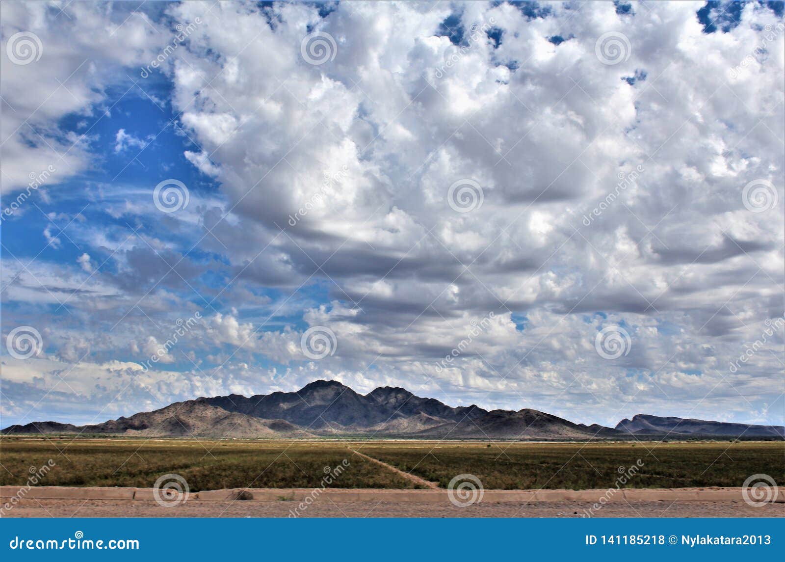 landscape scenic view from maricopa county, mesa, arizona to pinal county, florence junction, arizona.