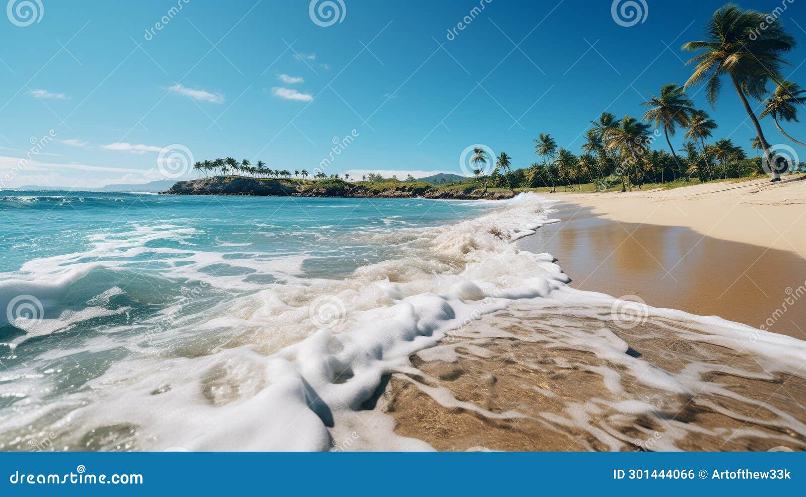 A Landscape Shot of a Beach with Waves Crashing on the Shore, Sandy ...