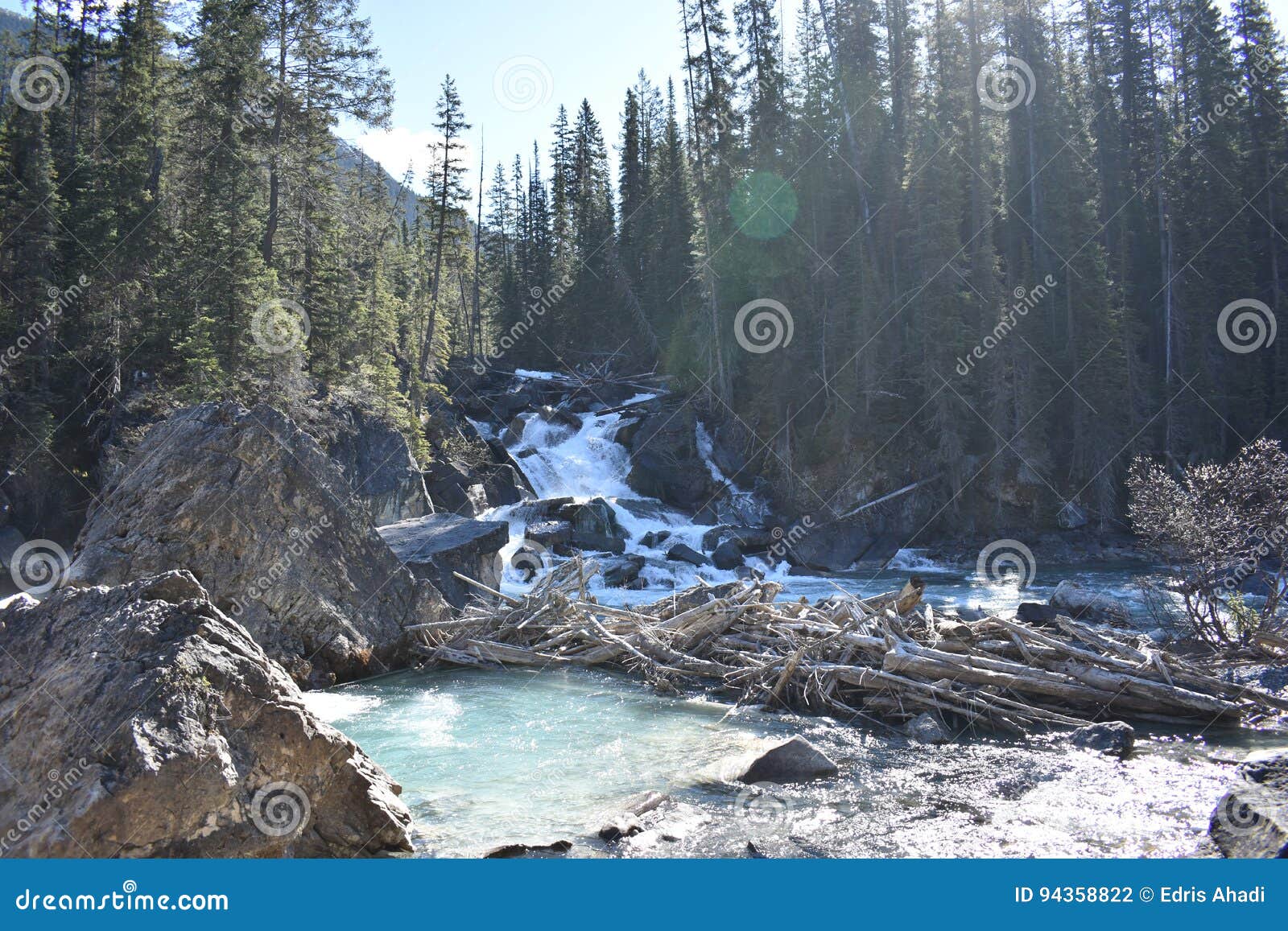 landscape shot of a small waterfall.