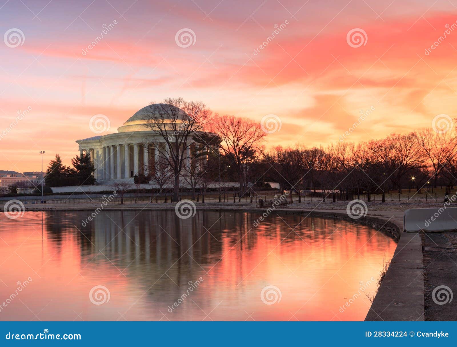 Landscape Sunrise Jefferson Memorial Washington DC Stock Photo Image