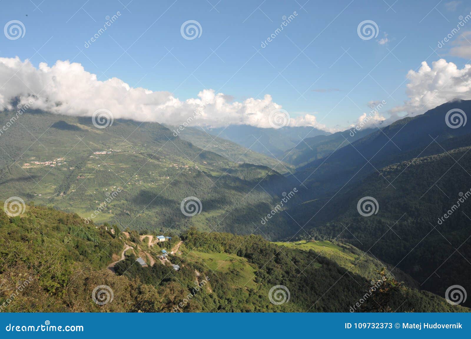 landscape between thimphu and gangtey - bhutan