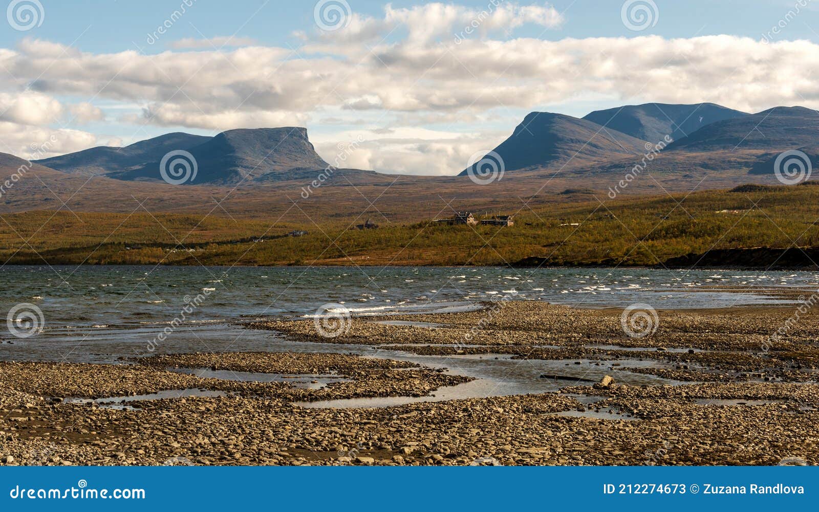 landscape with tornetrask lake and u-d valley lapporten, norrbotten, sweden