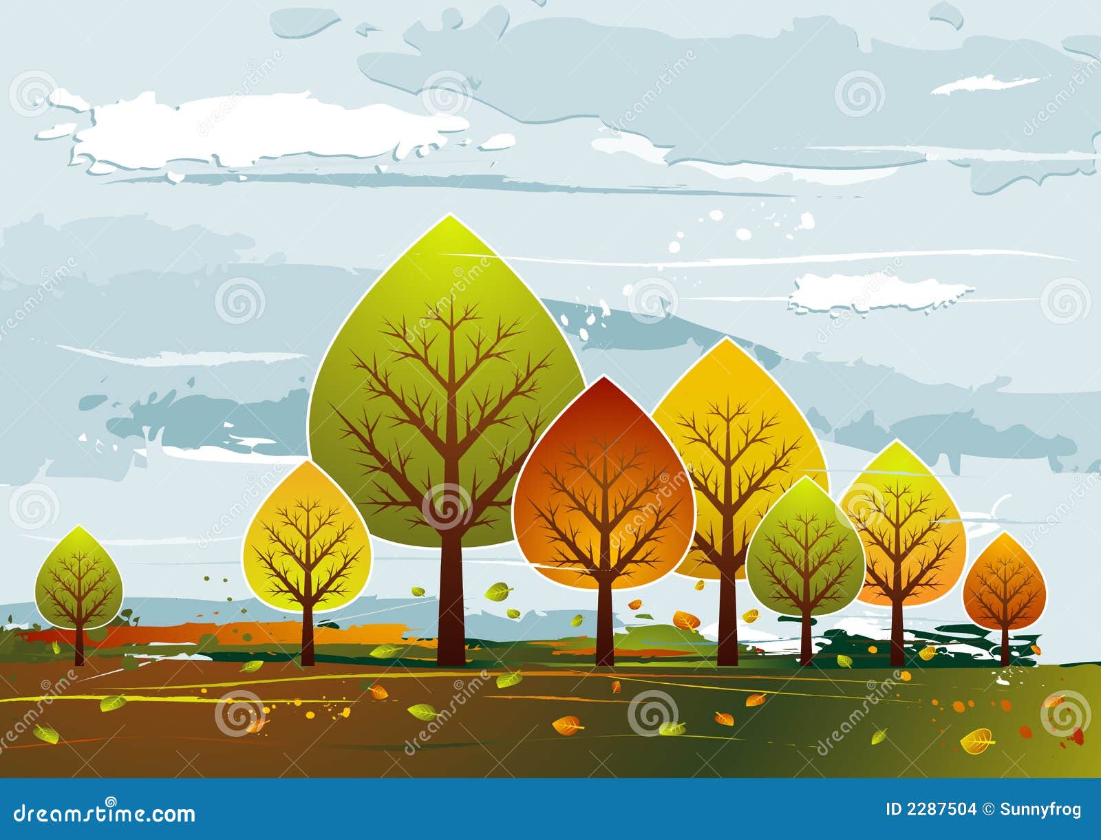 Landscape With Trees, Vector Stock Vector - Illustration of abstract
