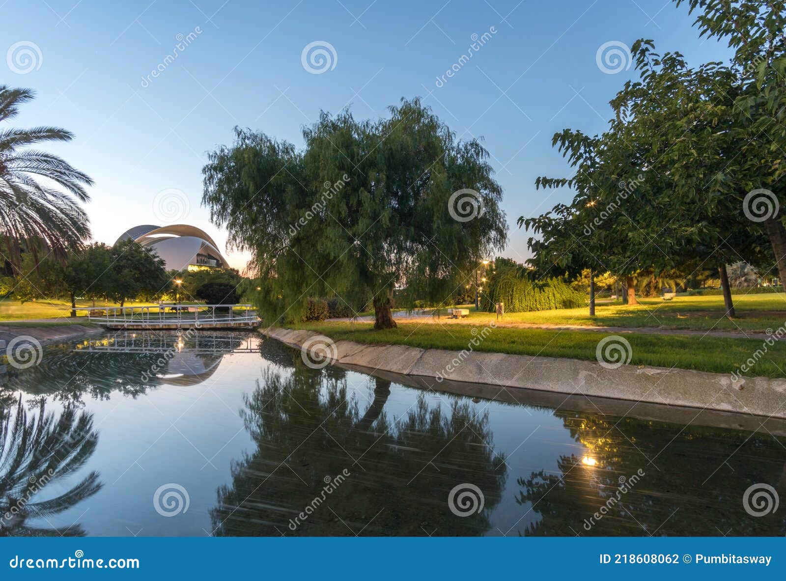 landscape of turia river gardens jardin del , leisure and sport area in valencia