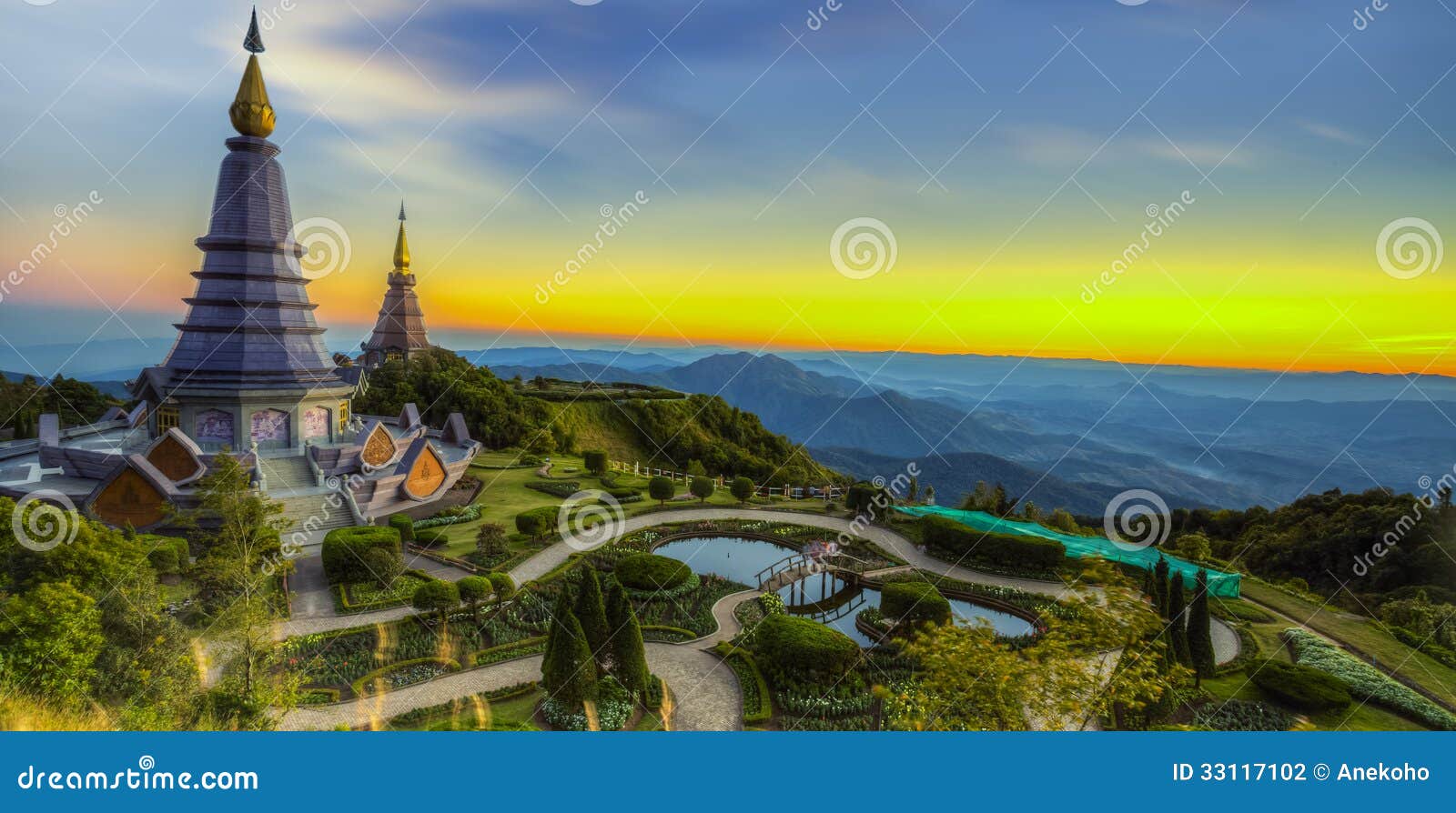 landscape of two pagoda at doi inthanon