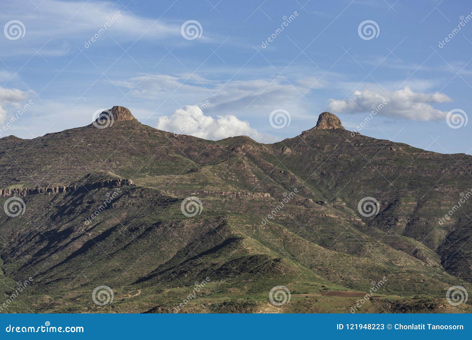 Landscape of Two Tits Mountain at Lesotho Country in Africa. Stock