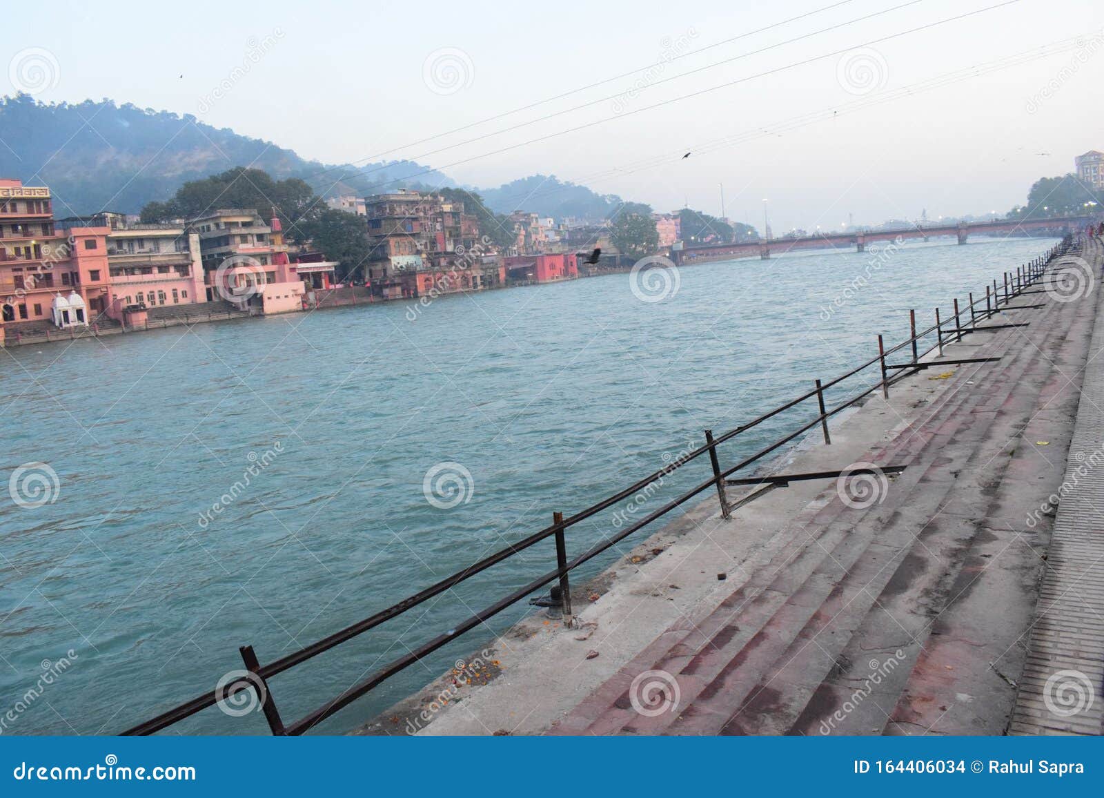 landscape view of ganga river in haridwar, wide ganga view, haridwar ganga view