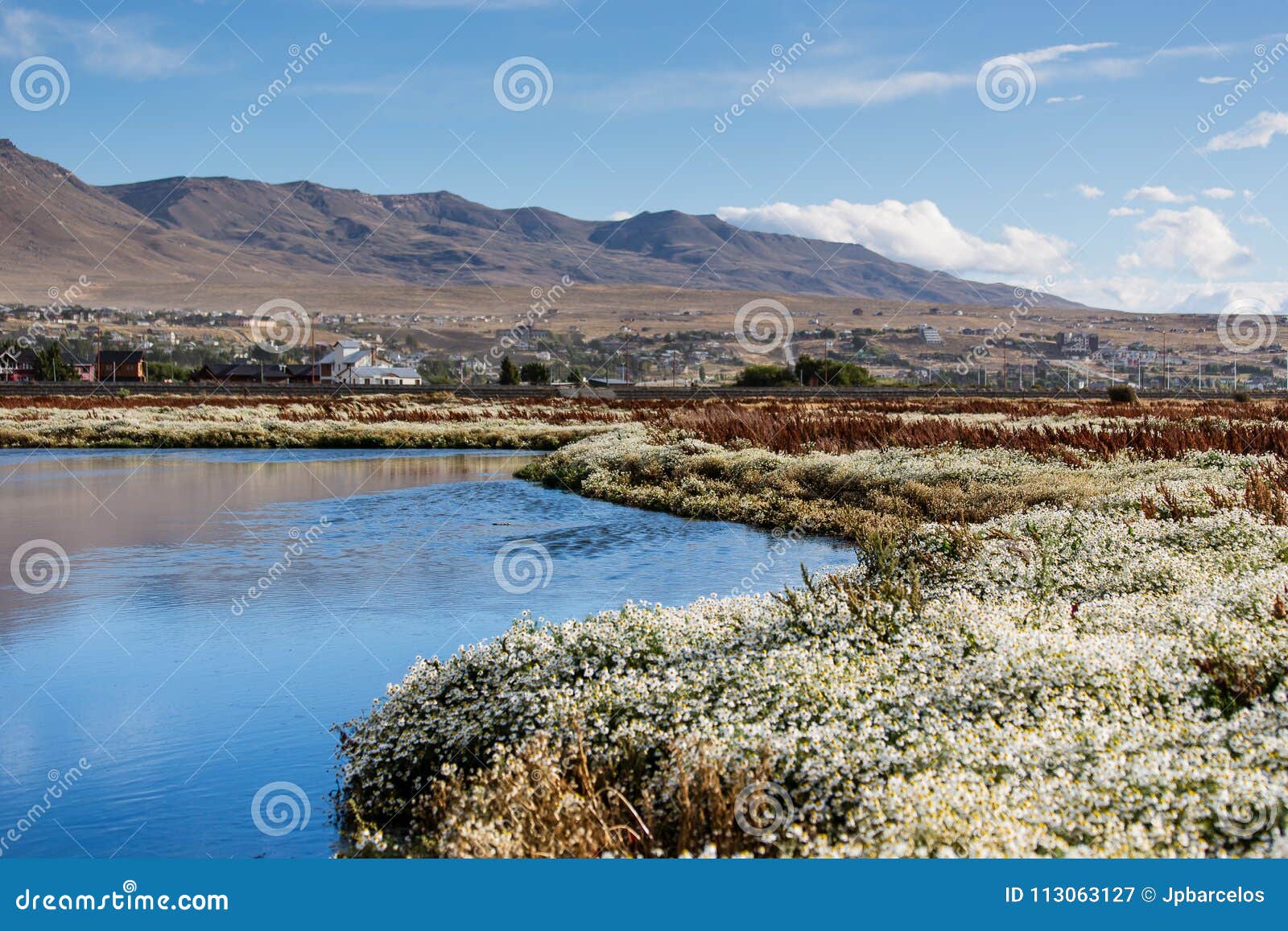 landscape view in laguna nimez during golden hour. exotic colors