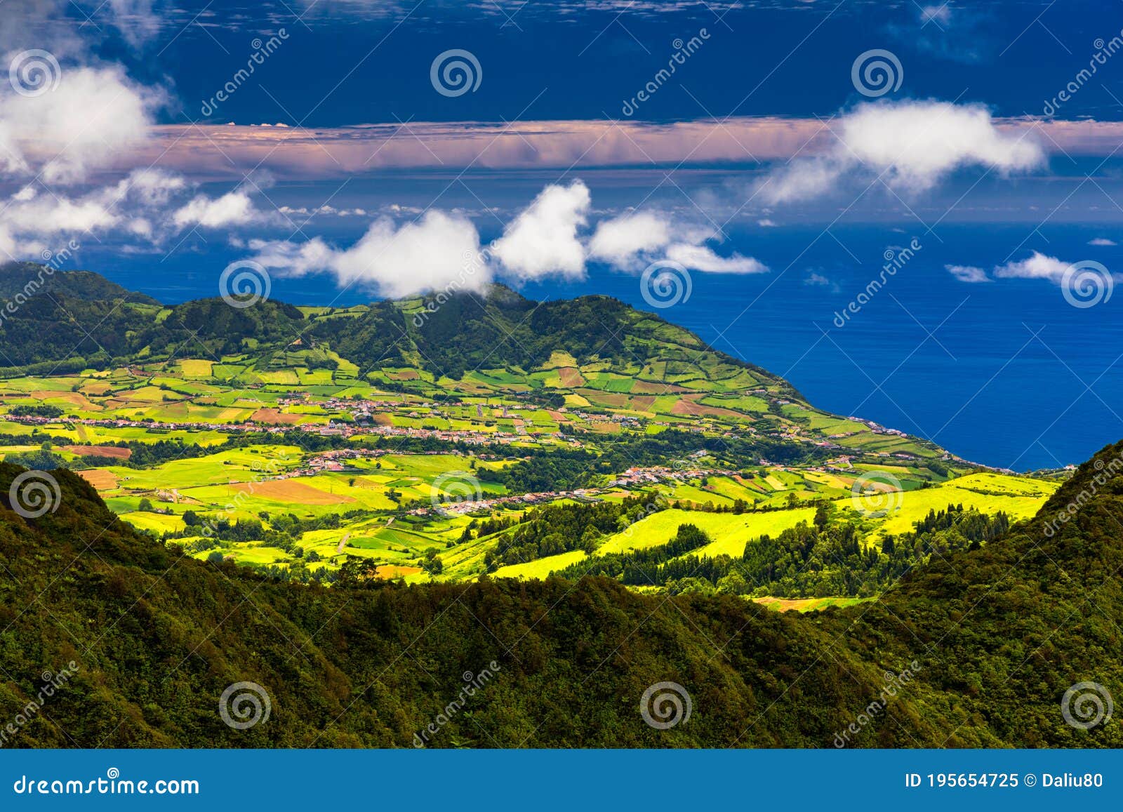 landscape view in salto do cavalo (horse jump) with the lagoon of furnas in the background, sÃÂ£o miguel island, azores, portugal.