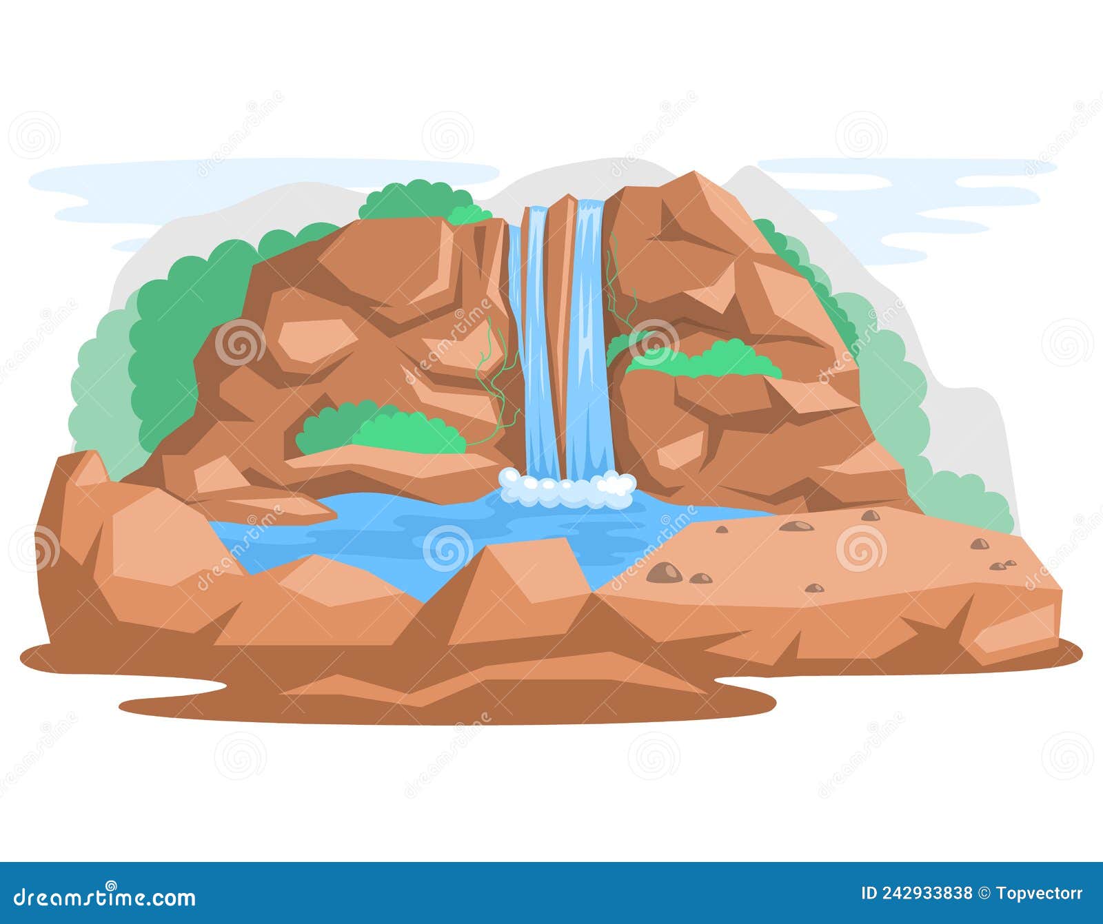 Landscape with Water Flowing from Rock. Scenery of Nature, Natural ...