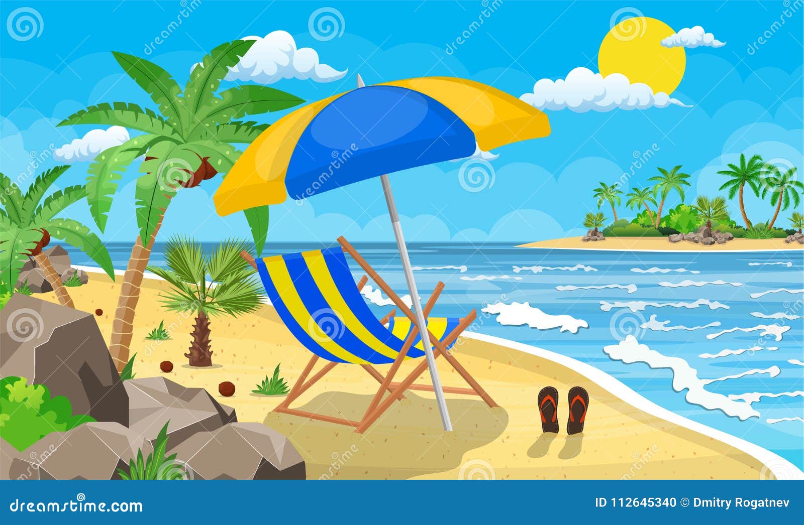 Landscape of Wooden Chaise Lounge, Stock Vector - Illustration of ...