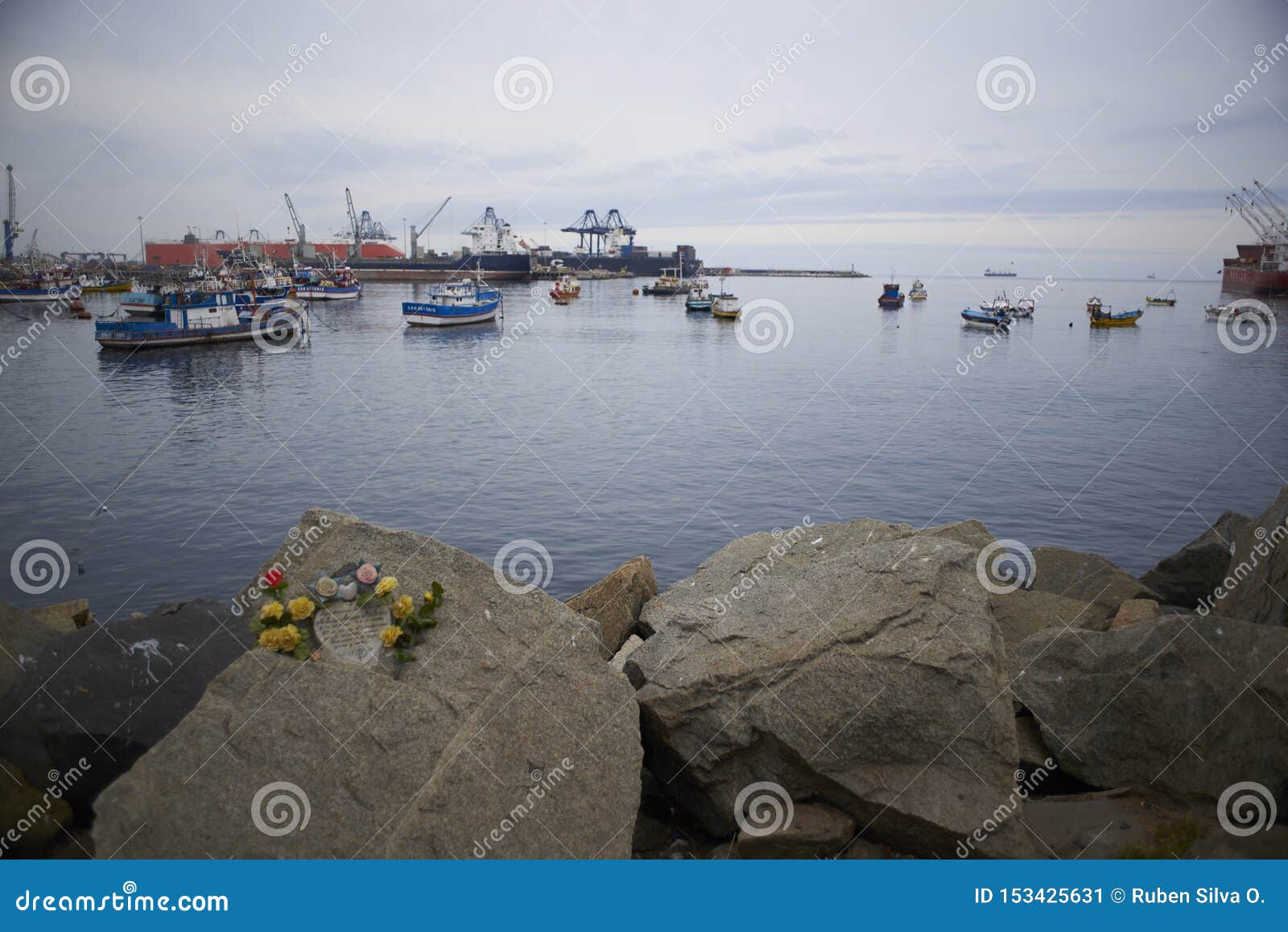 landscapes of boats and the surroundings of the port of san antonio, chile