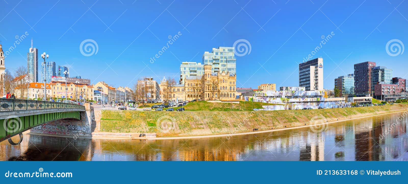 landscapes of modern part of  vilnius and vilna river